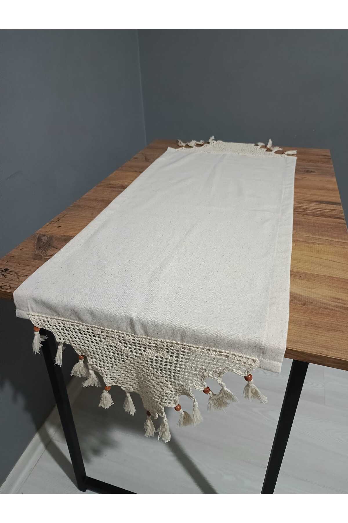 2 Kenar El Dantel Keten Runner 40x150