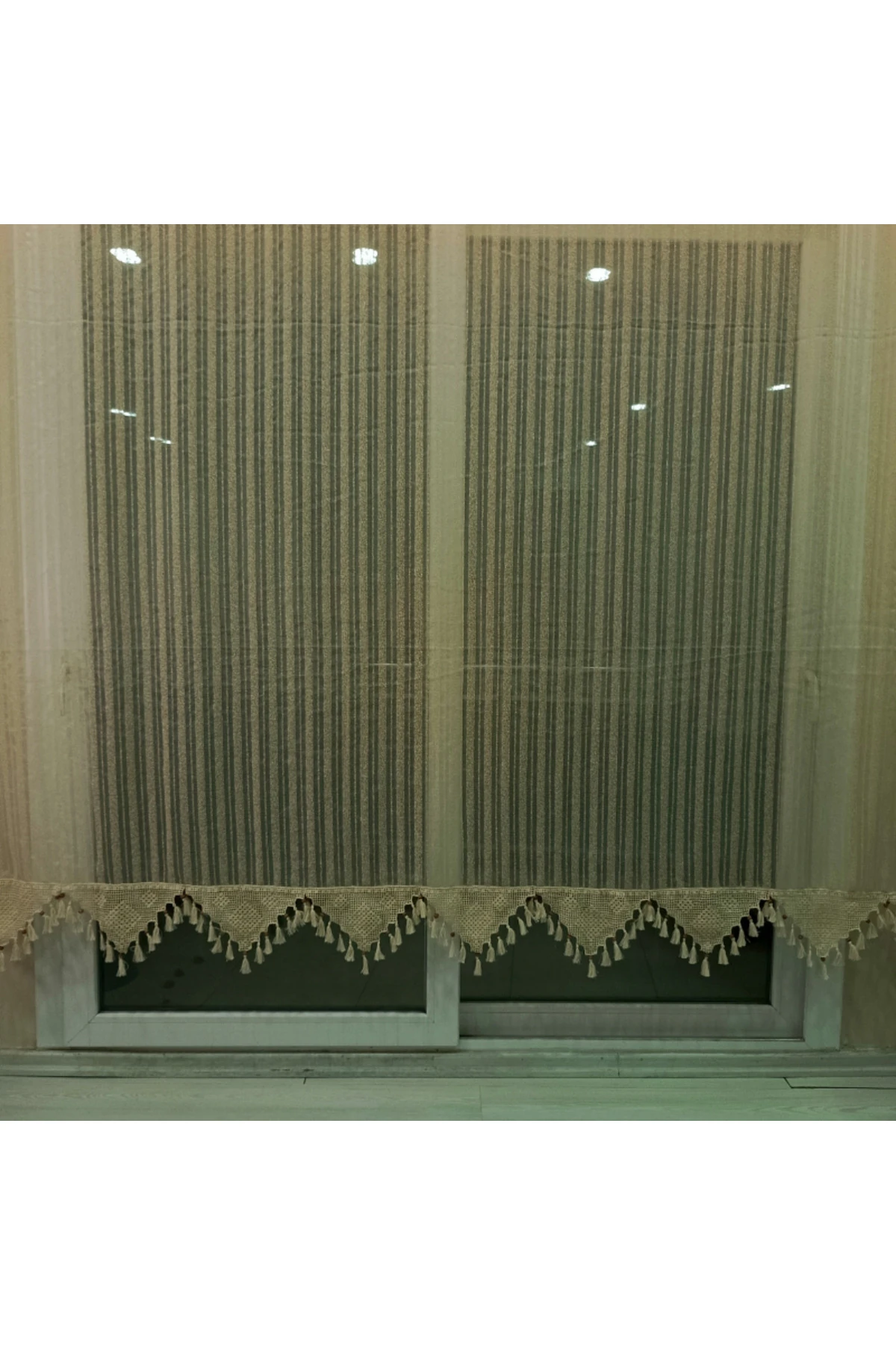 %100 Pamuk Doğal Otantik Şerit Tül Perde (EN X BOY) - Pilesiz