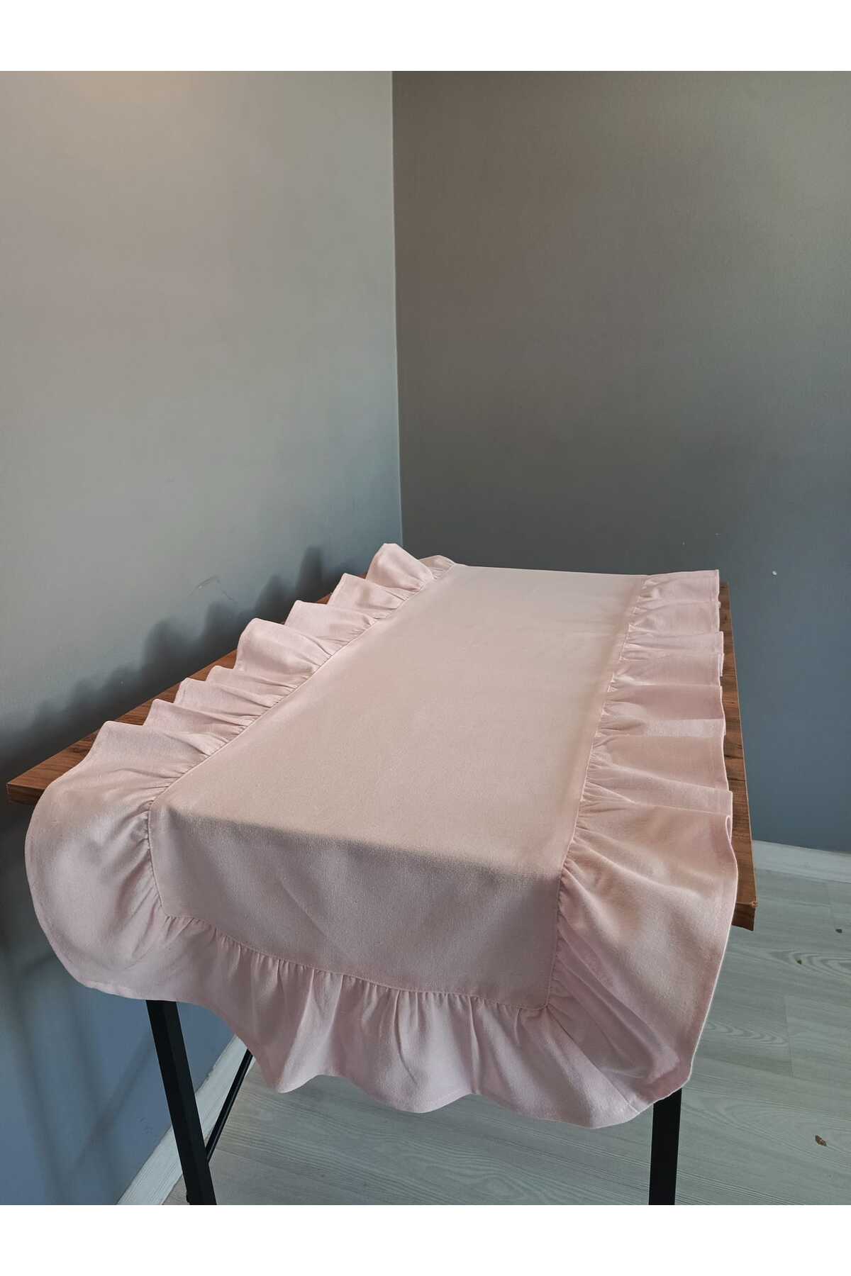 Fırfırlı Natural Keten Runner 50x150