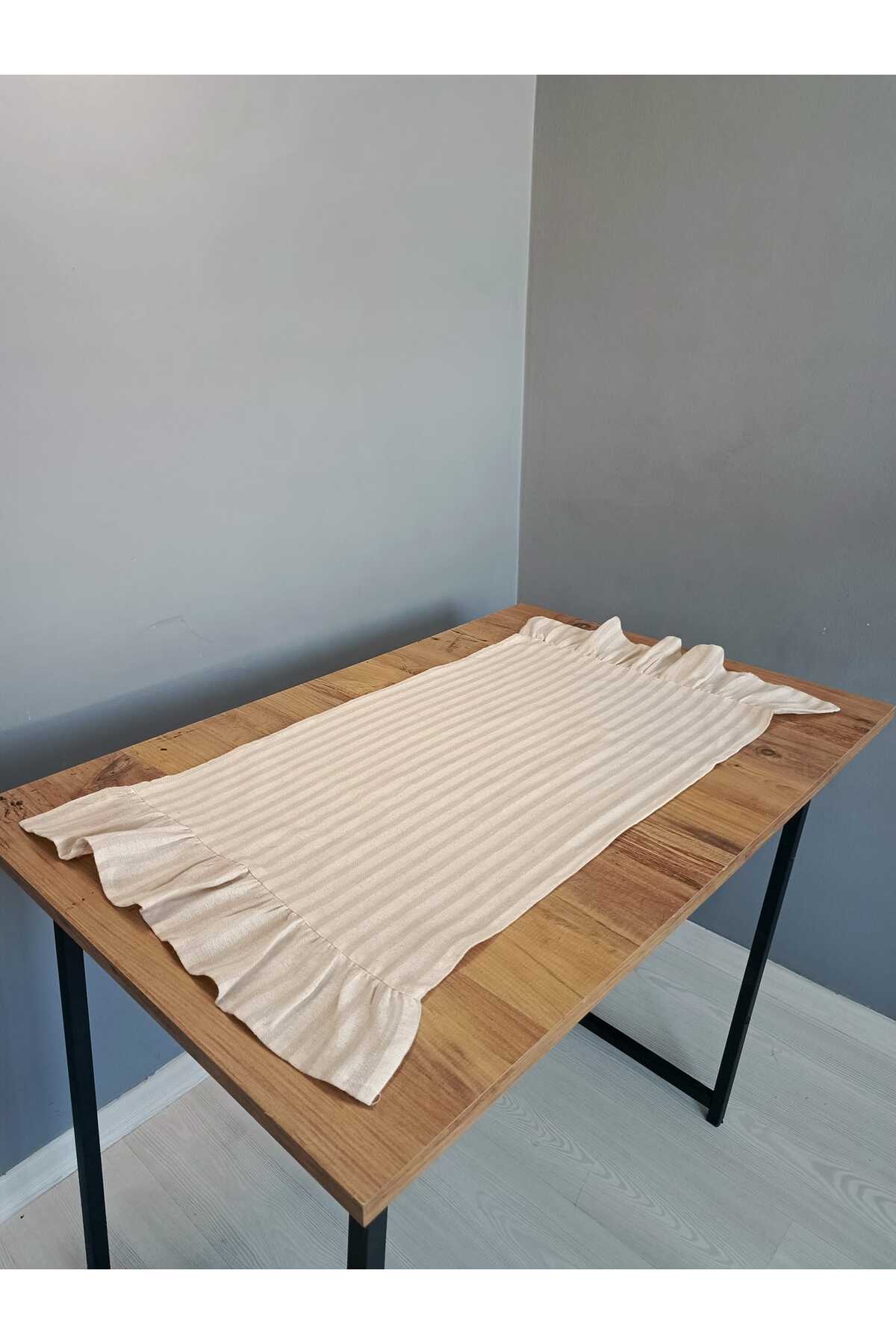 2 Kenar Fırfırlı Keten Runner 50x150