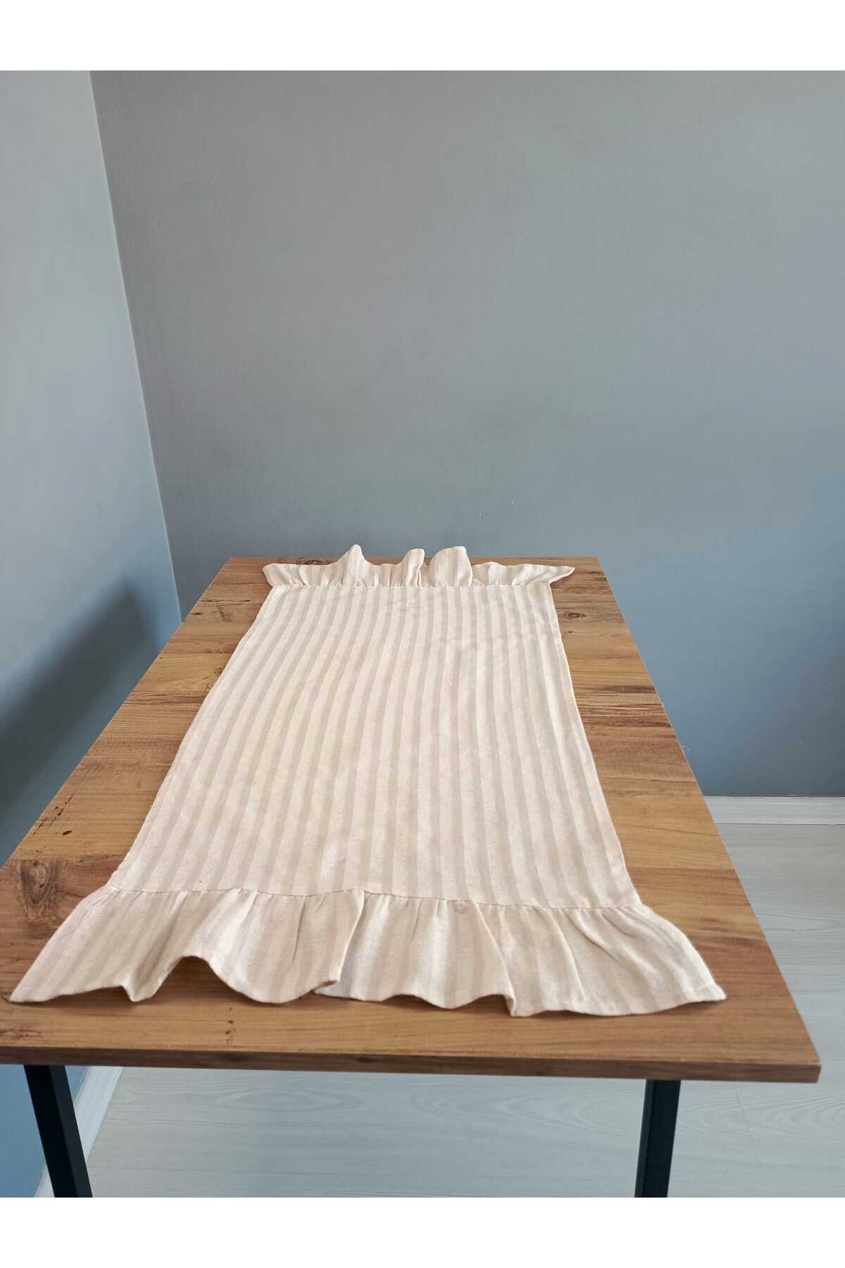 2 Kenar Fırfırlı Keten Runner 40x110