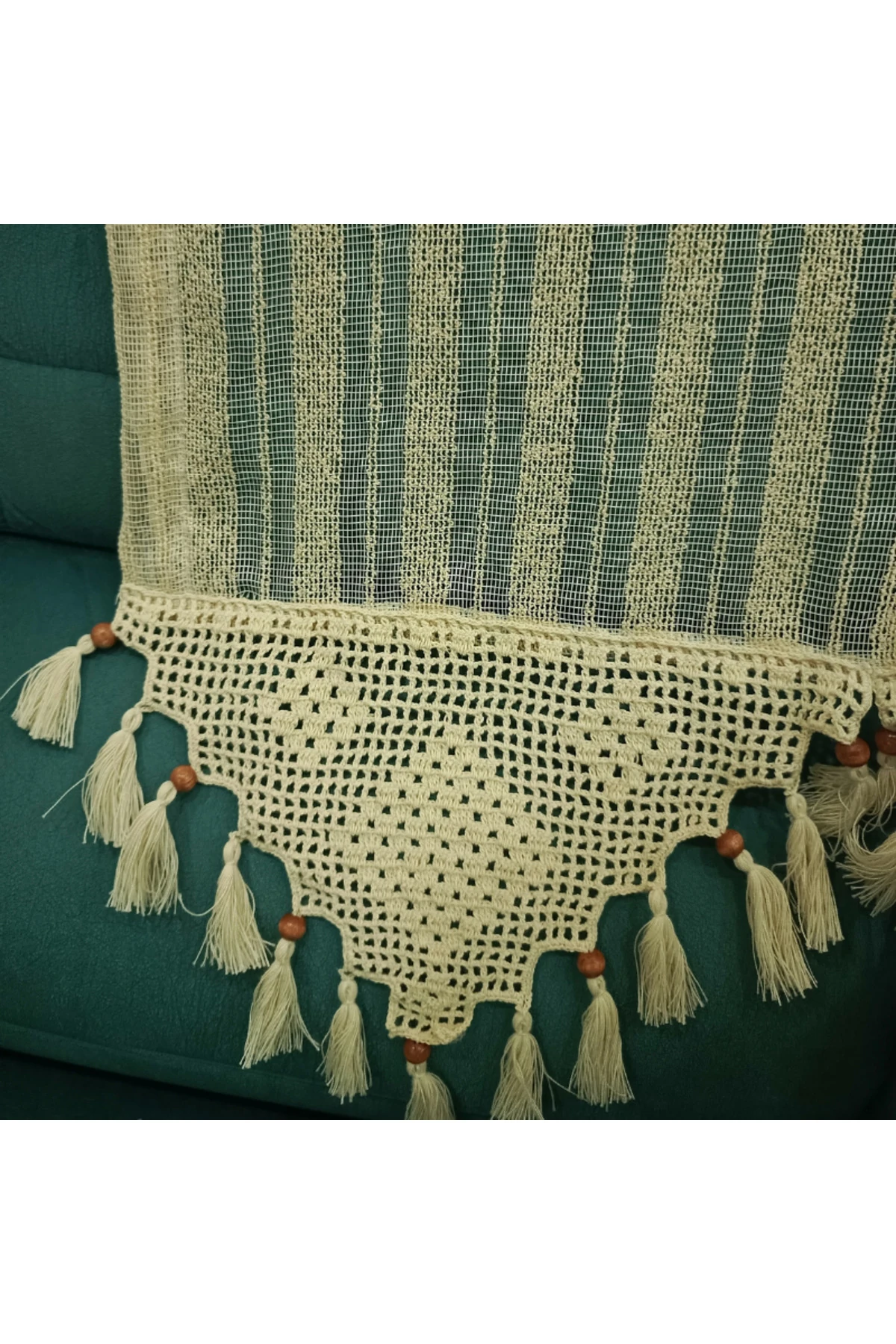 %100 Pamuk Doğal Otantik Şerit Tül Perde (EN X BOY) - Pilesiz