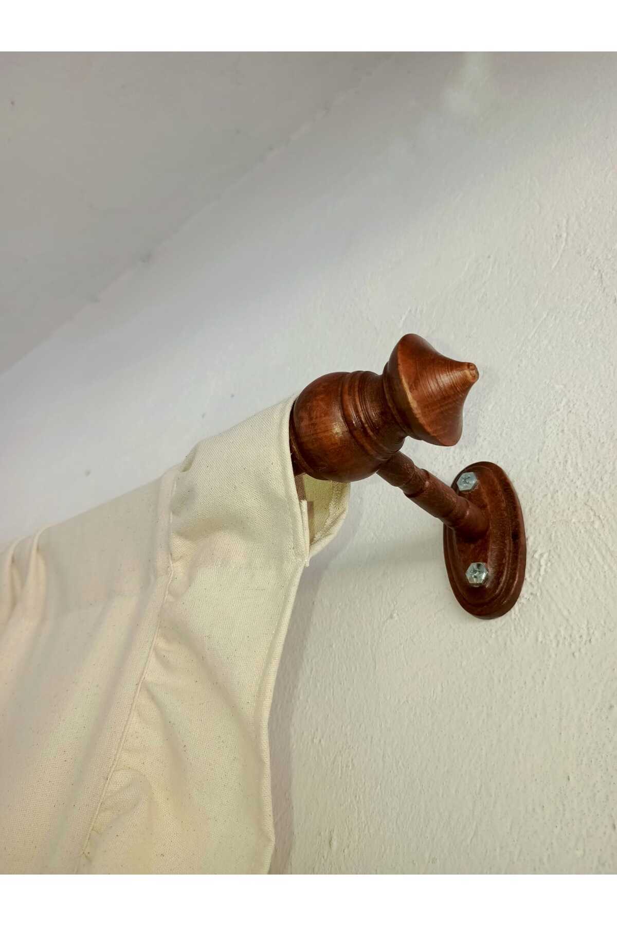 3 kenar Fırfırlı RUSTİK BORU Bej Vintage Keten Perde - Bağcık Hediyeli - (EN X BOY)