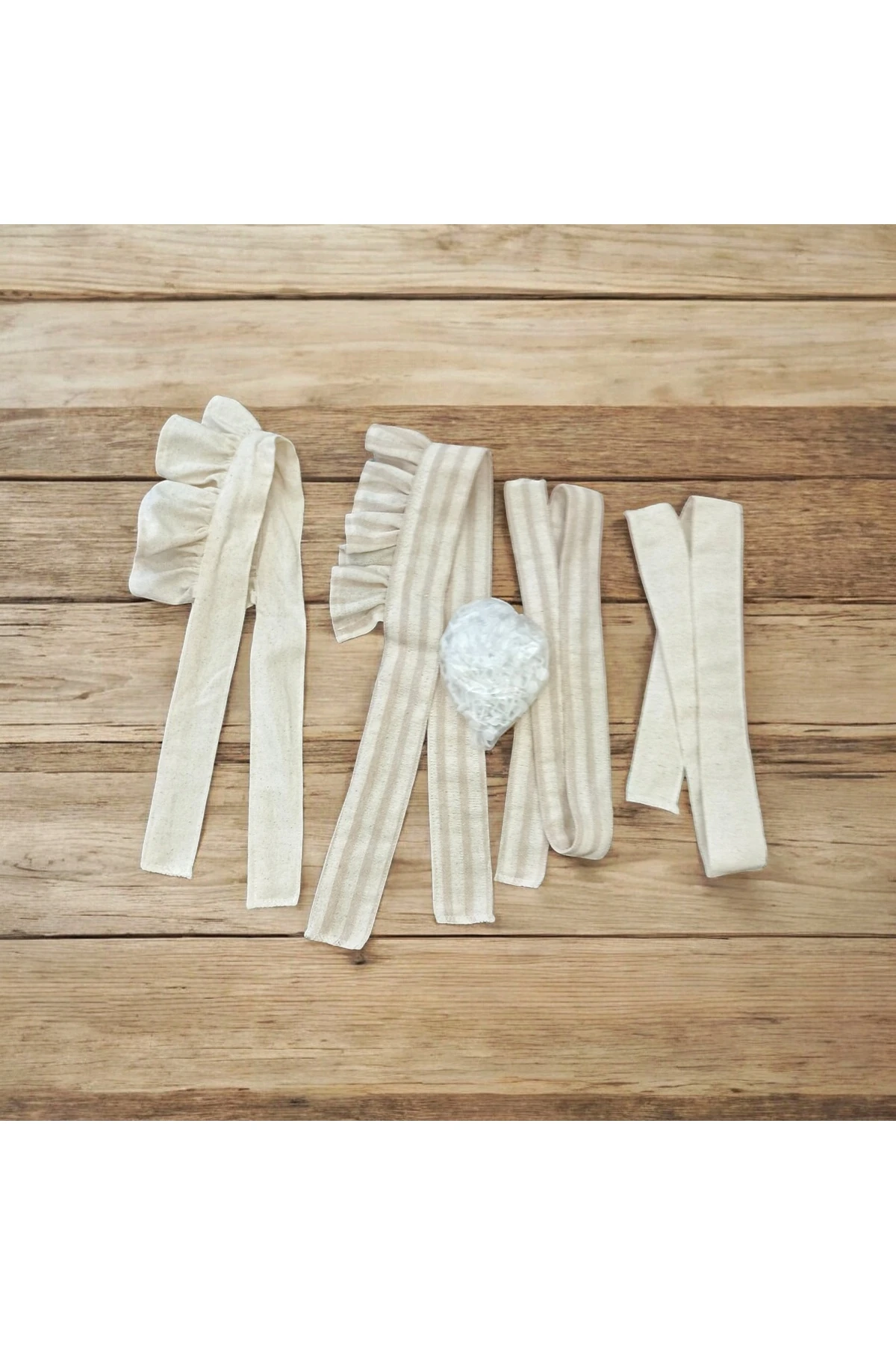 %100 Pamuk Düz Bej Etek Ucu Fırfırlı Keten Perde (EN X BOY) - Tek Kanat