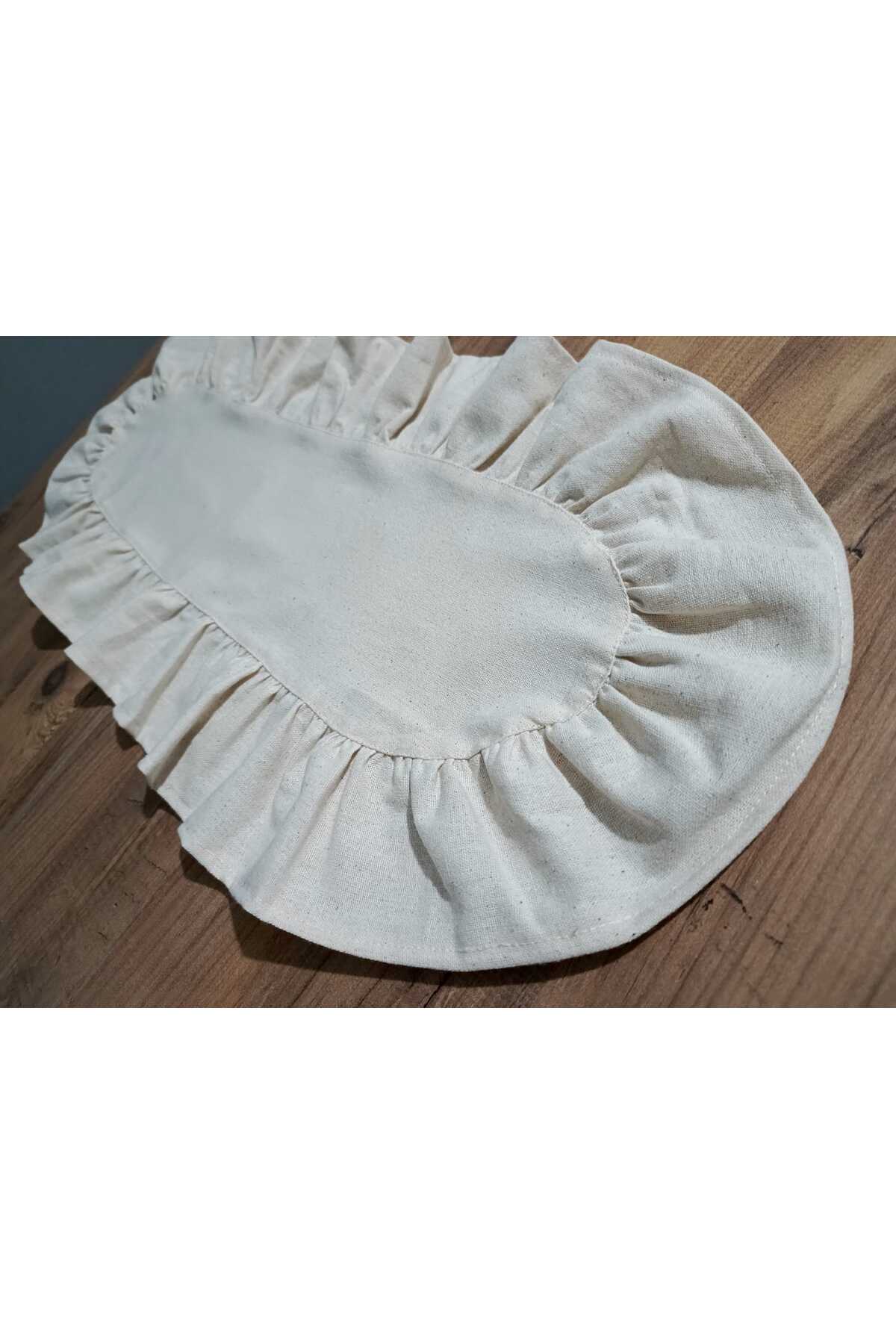 Oval Kenarlı Fırfırlı Keten Runner 40x110