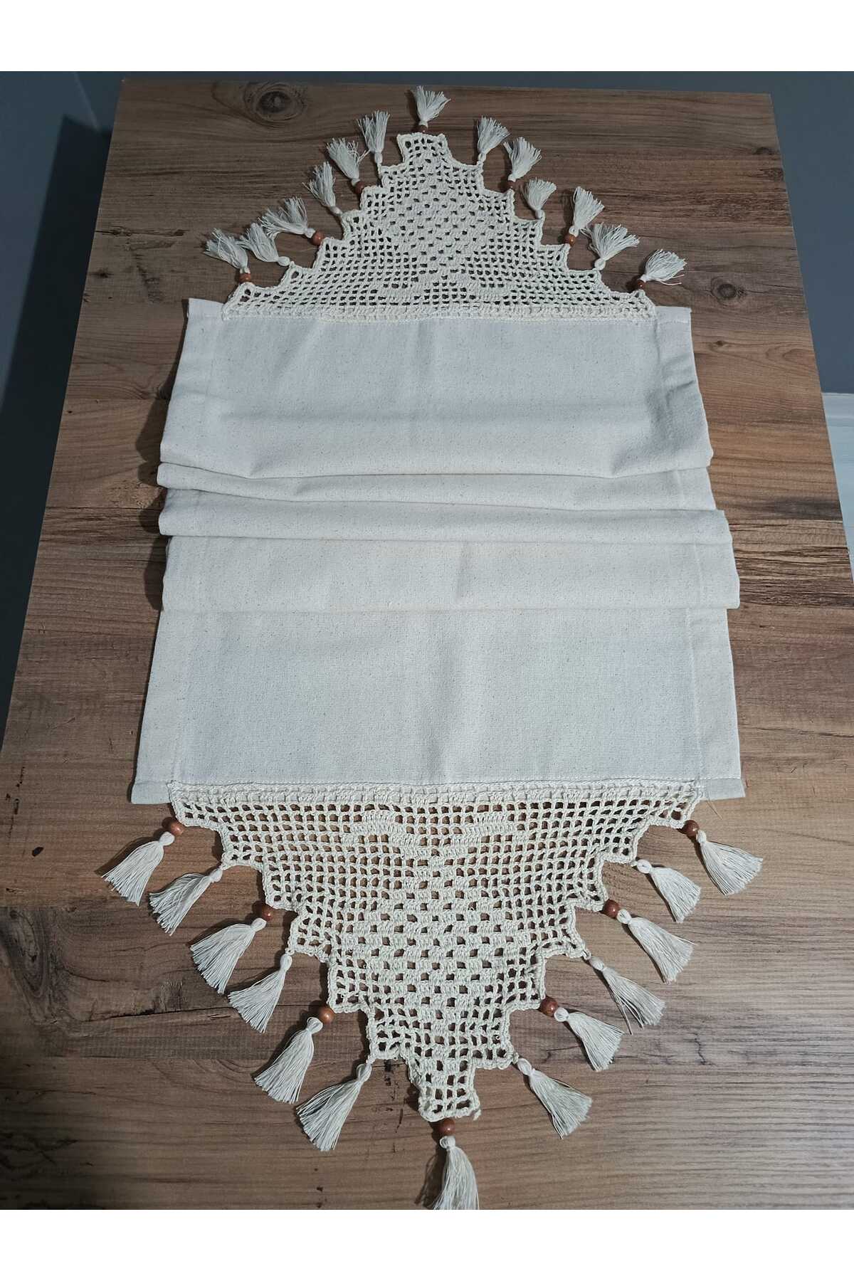 2 Kenar El Dantel Keten Runner 40x150