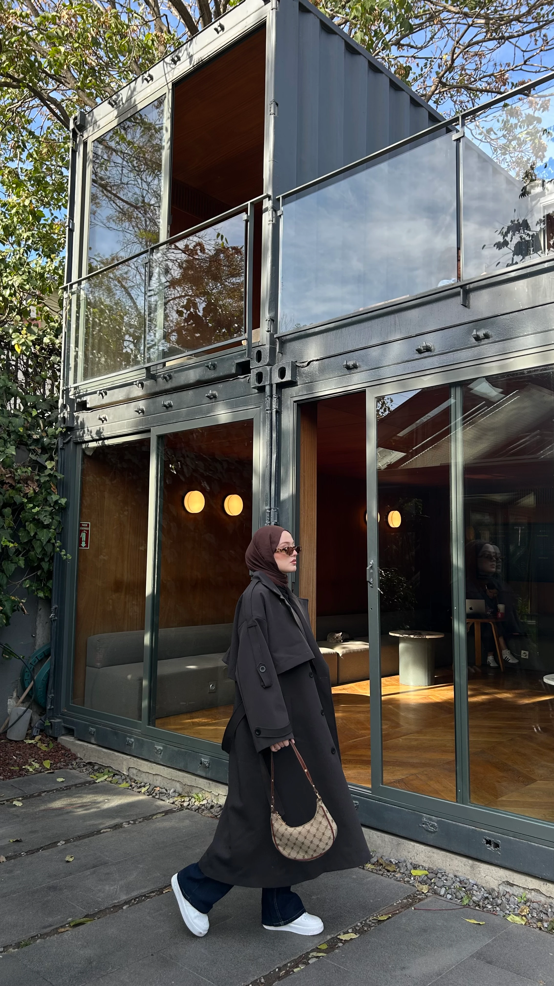 Oversize Uzun Kuşaklı Trençkot-Acı Kahve