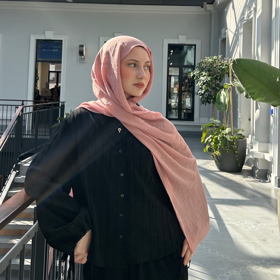 Dubai Pamuk Şal- Pudra Pembe