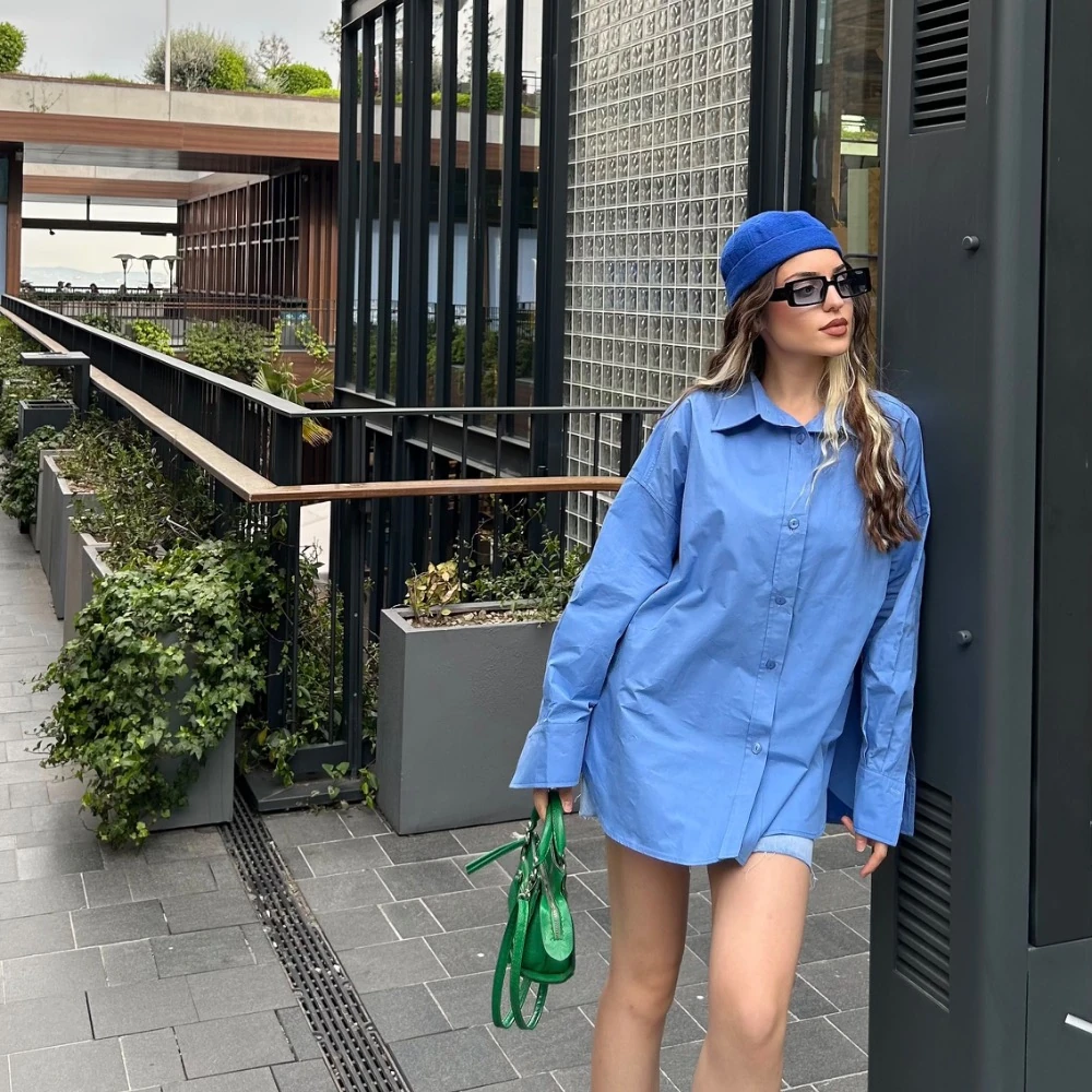 Phoebe Oversize Mavi Gömlek