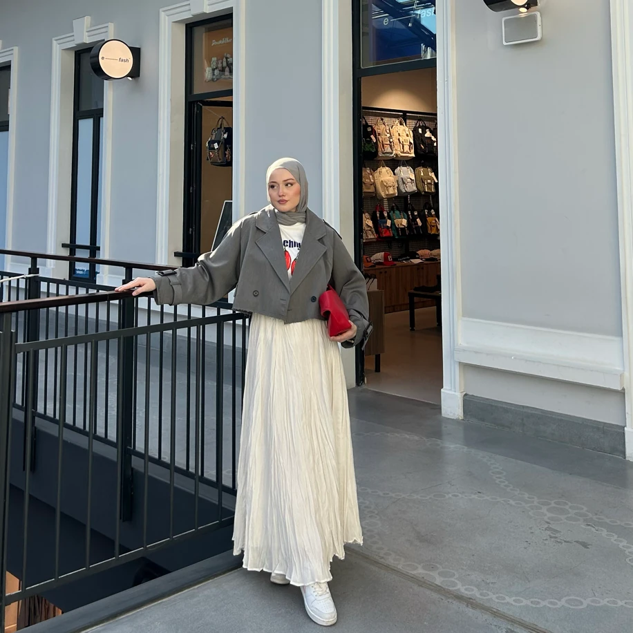 Beyaz Vual Crush Etek