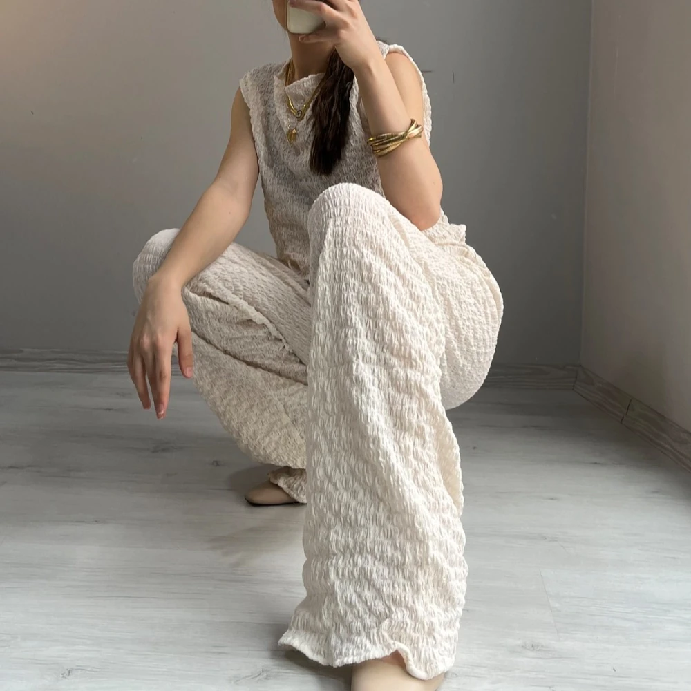 Kadın Krem Renk Şardonlu Dokulu İkili Takım