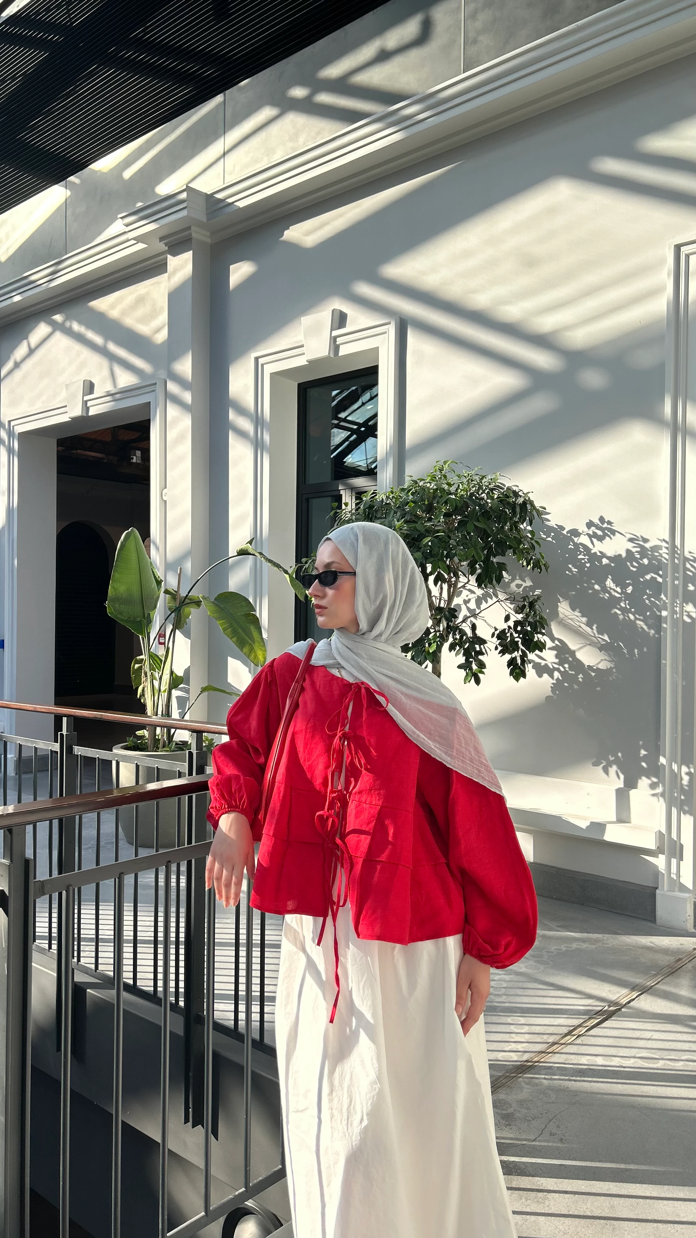 Kırmızı Costa Keten Bluz