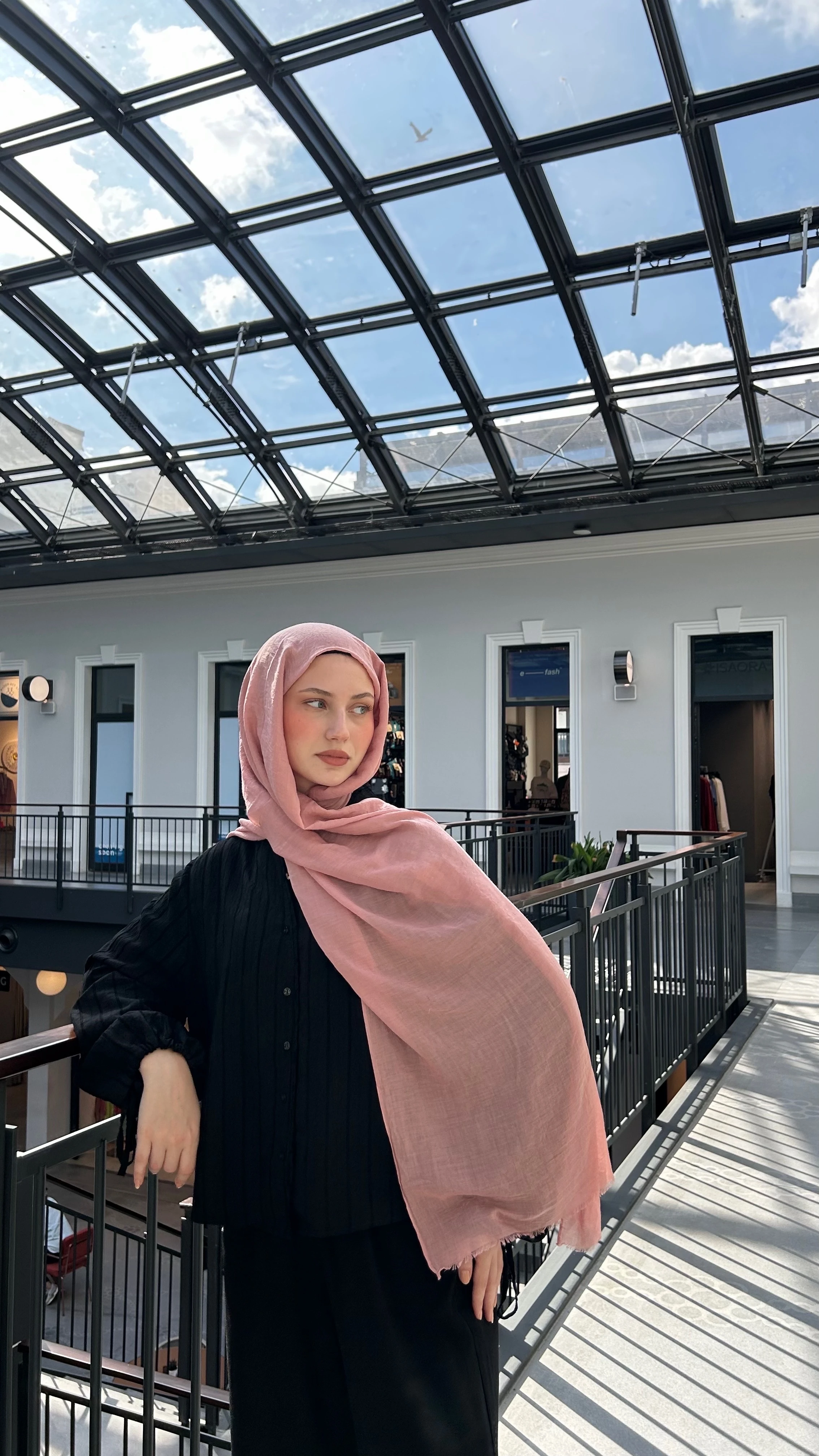 Dubai Pamuk Şal-Pudra Pembe