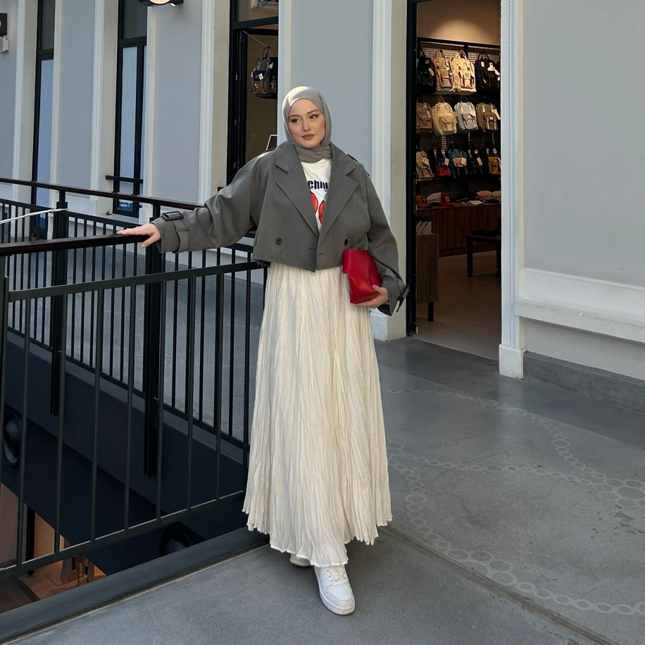 Beyaz Vual Crush Etek