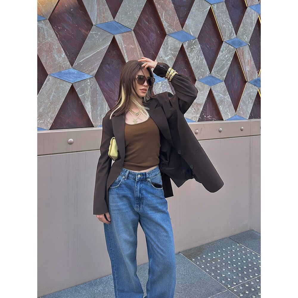 Oversize Blazer Ceket - Kahverengi