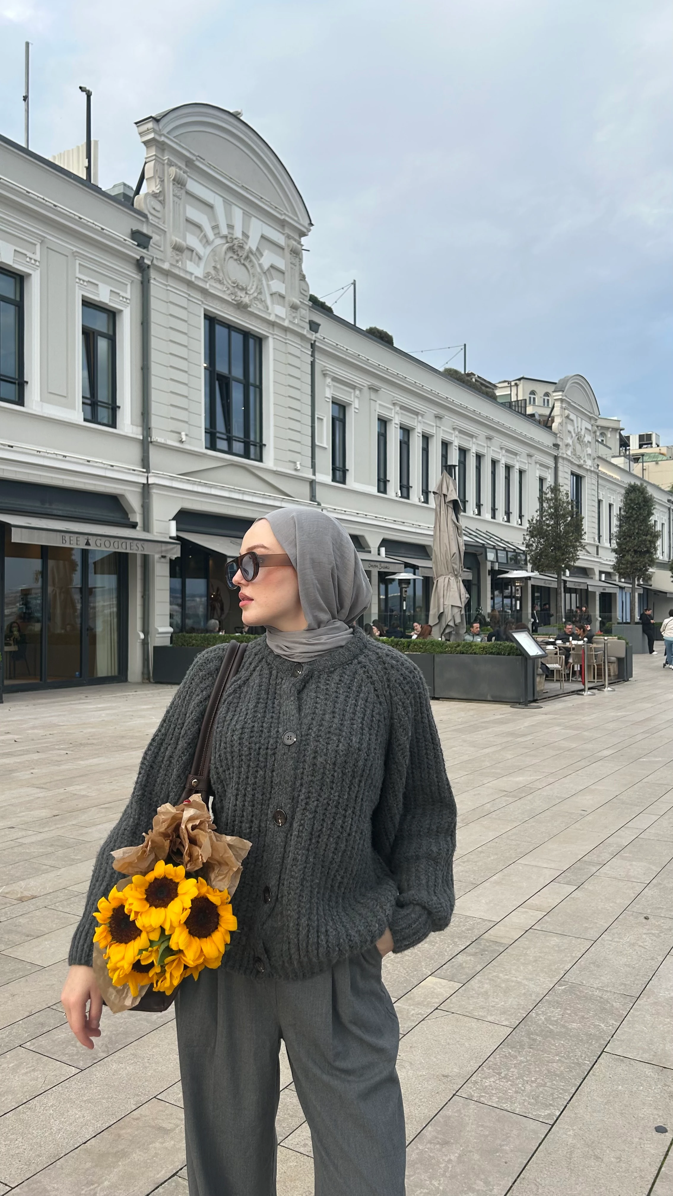 Düğmeli Selanik Örgü Antrasit Hırka 