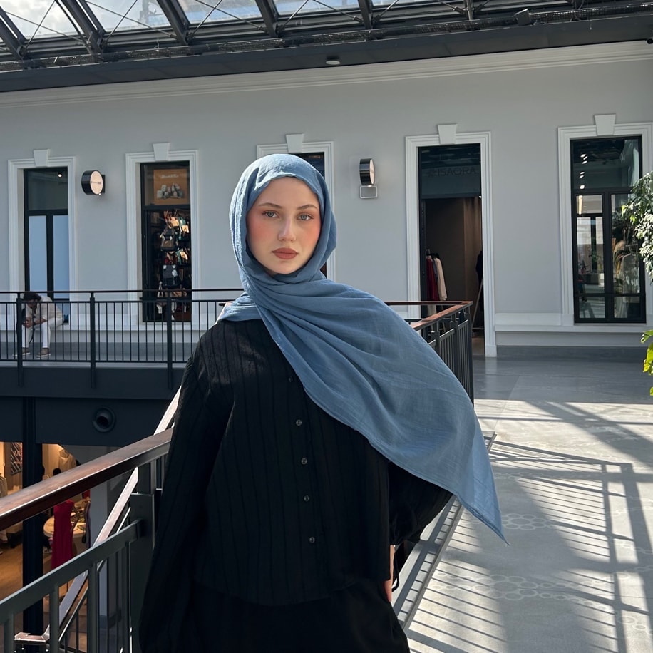 Dubai Pamuk Şal- İndigo Mavisi