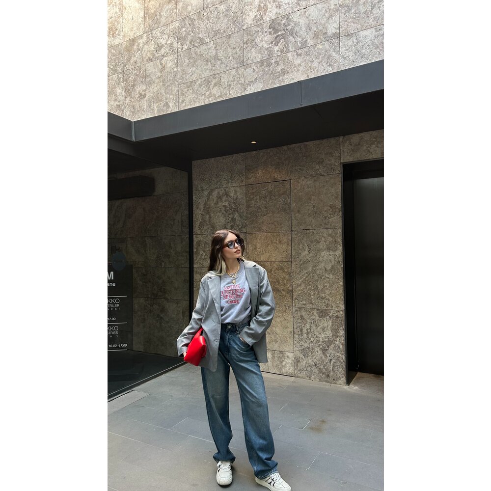 Oversize Blazer Ceket - Gri