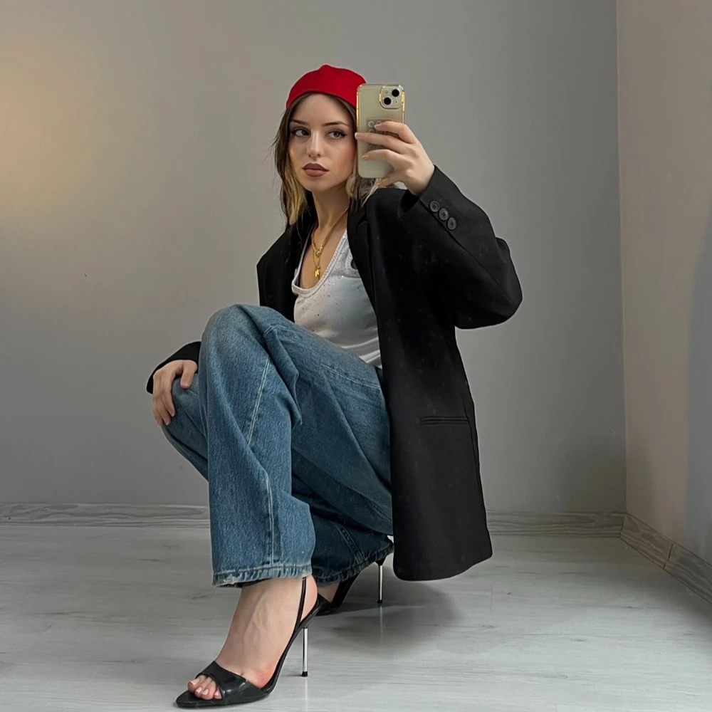 Yüksek Bel Bol Paça Jean Pantolon