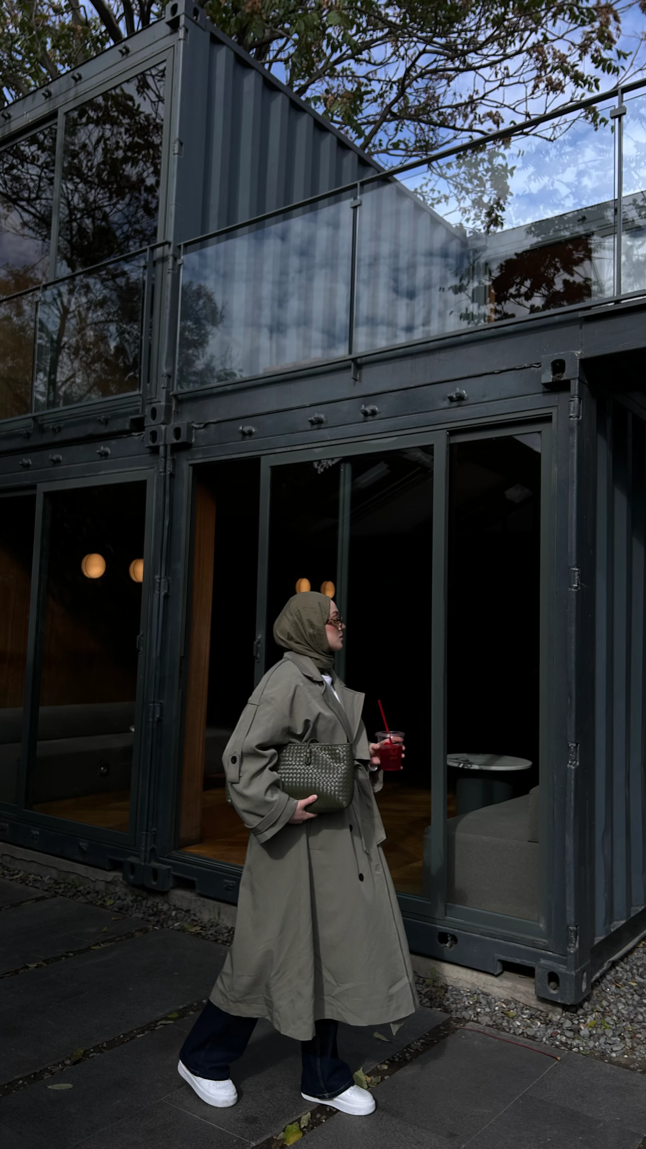 Oversize Uzun Kuşaklı Trençkot-Haki