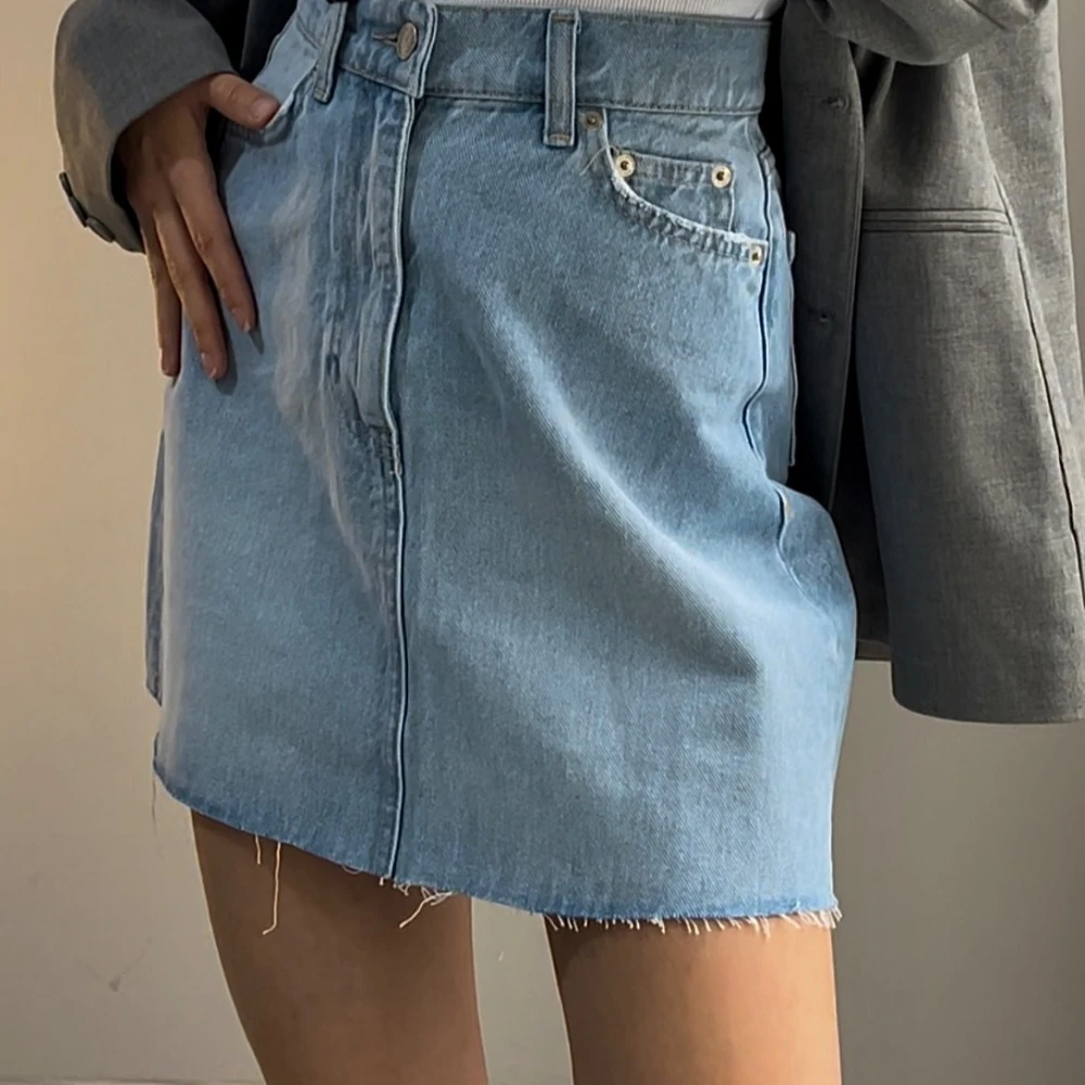 Kısa Denim Etek Light Blue