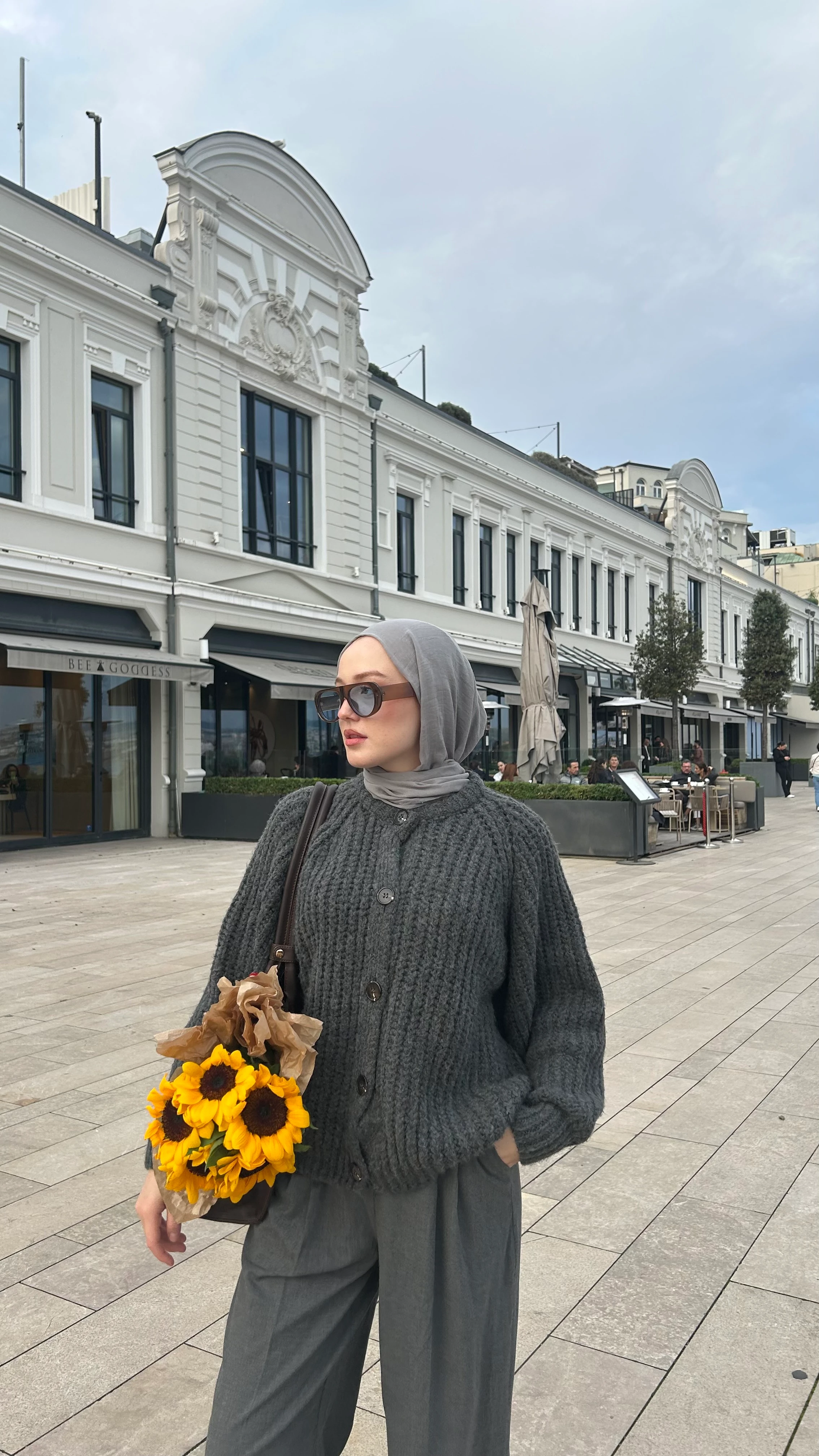 Düğmeli Selanik Örgü Antrasit Hırka 