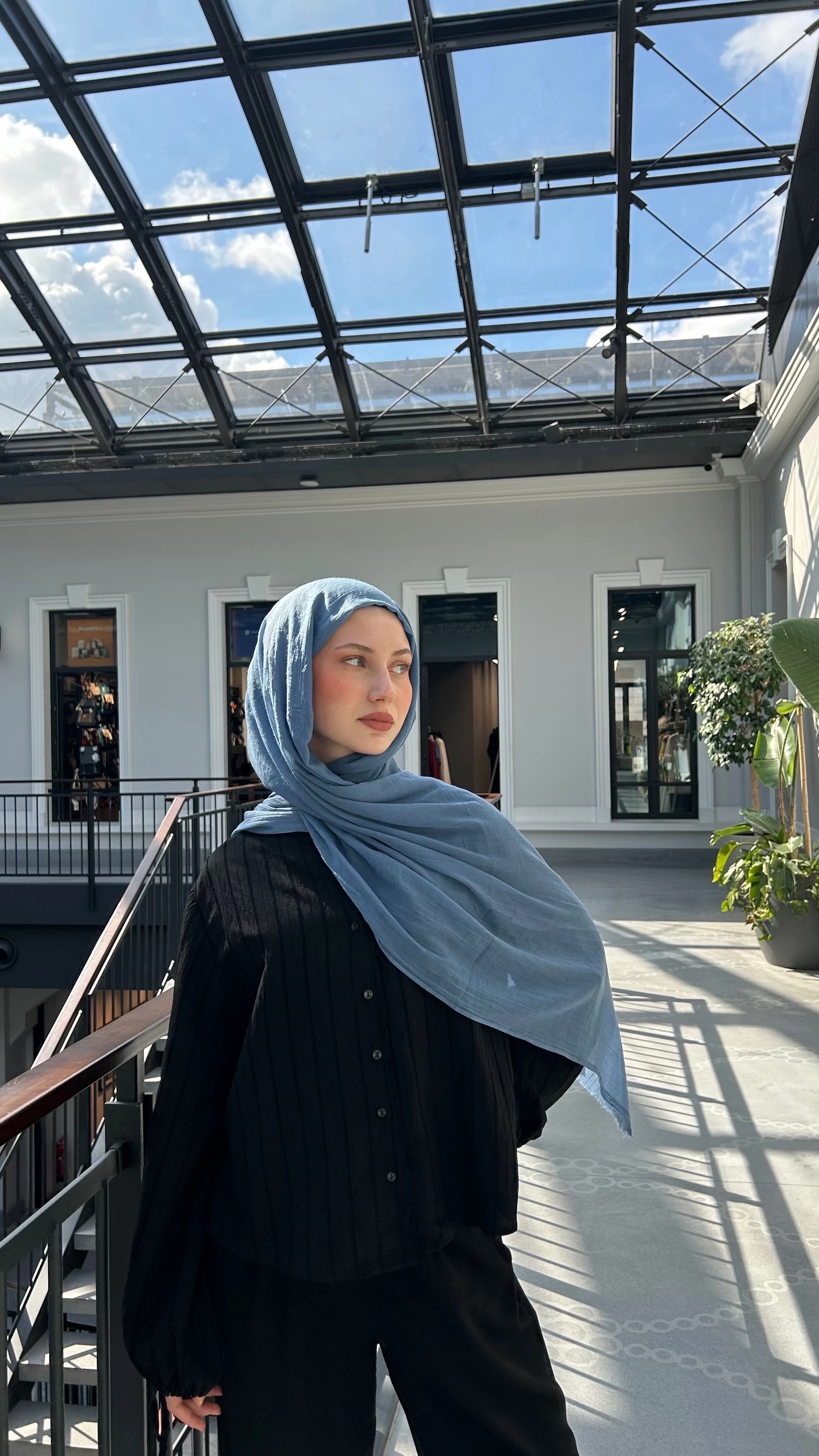 Dubai Pamuk Şal-İndigo Mavisi