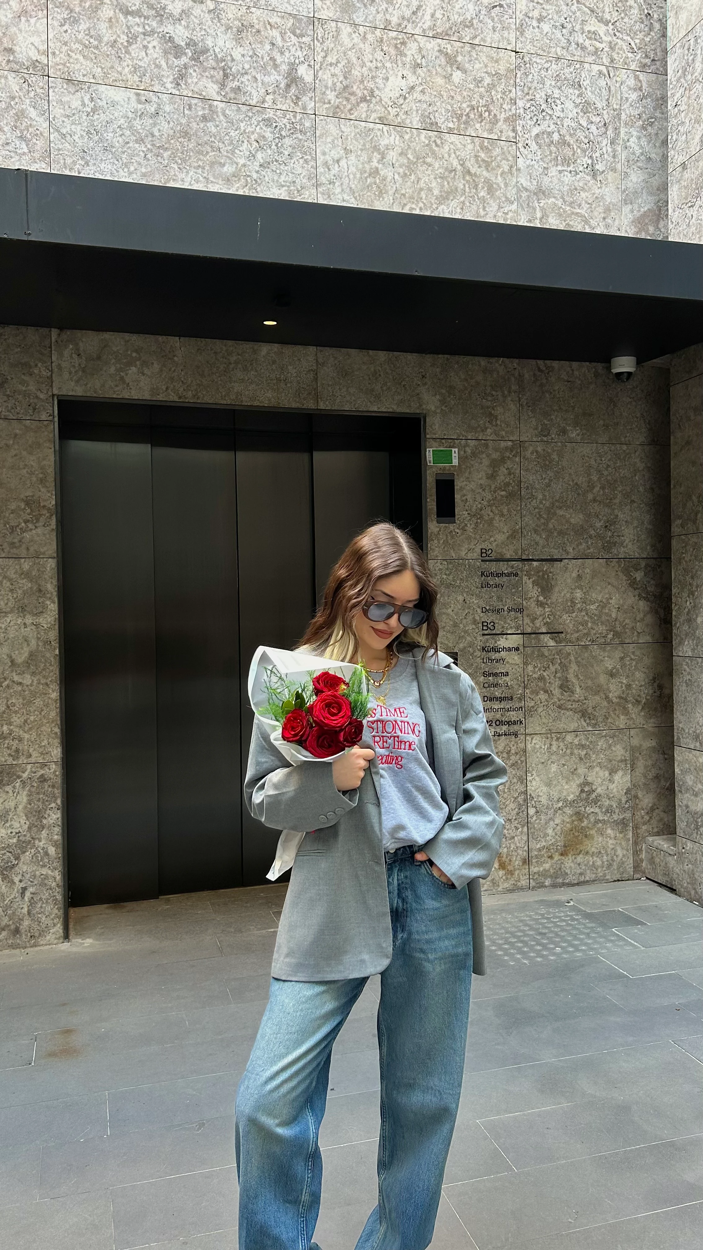 Oversize Blazer Ceket - Gri