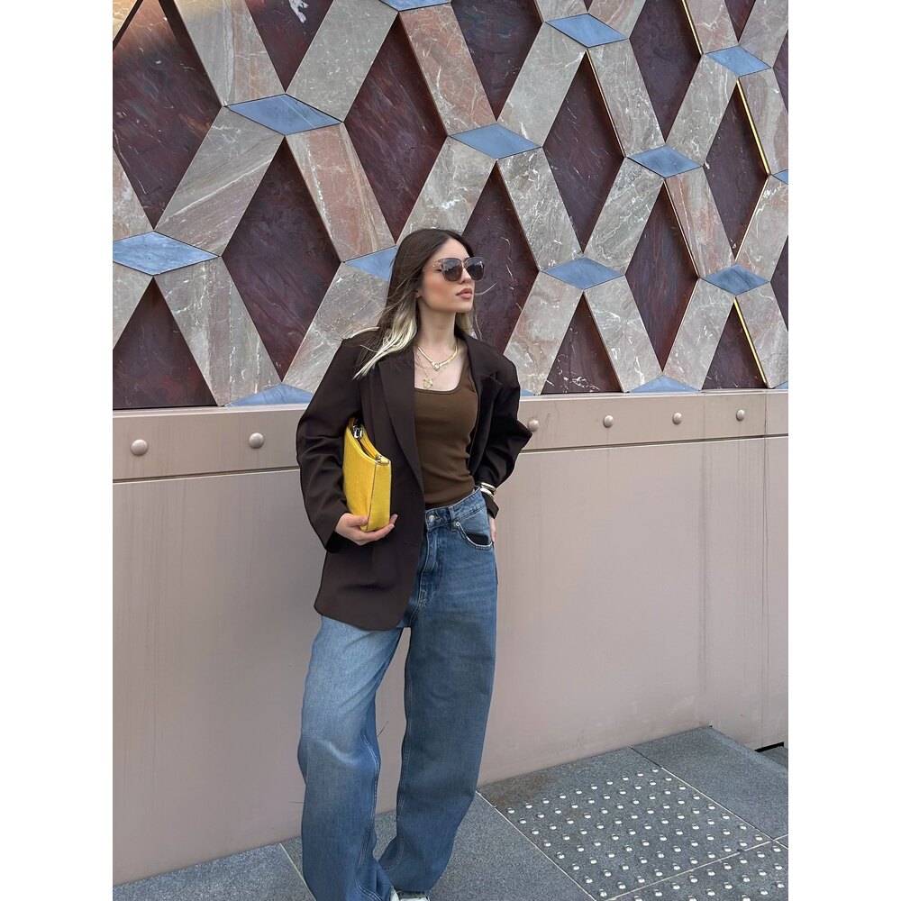 Oversize Blazer Ceket - Kahverengi