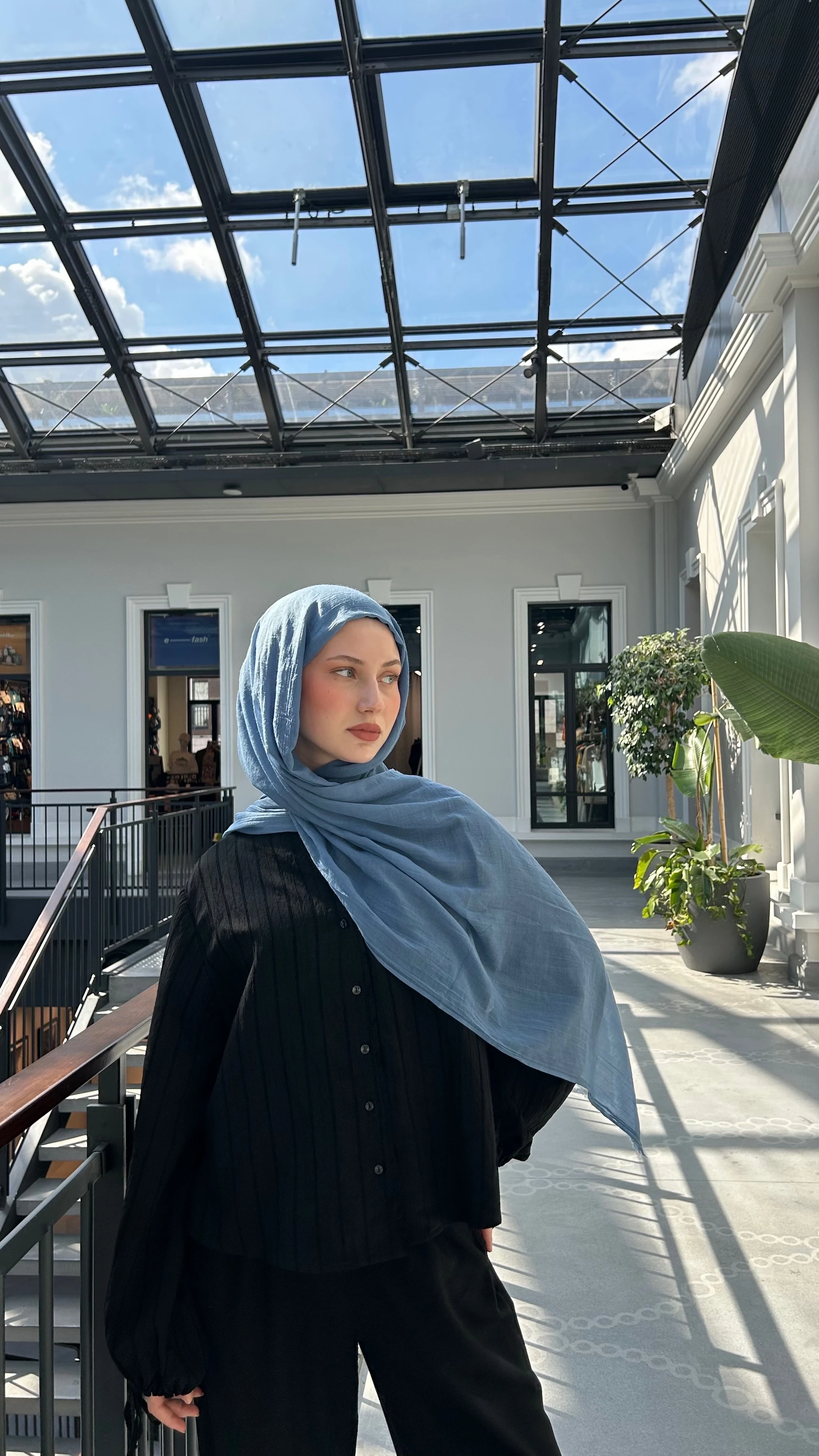 Dubai Pamuk Şal-İndigo Mavisi