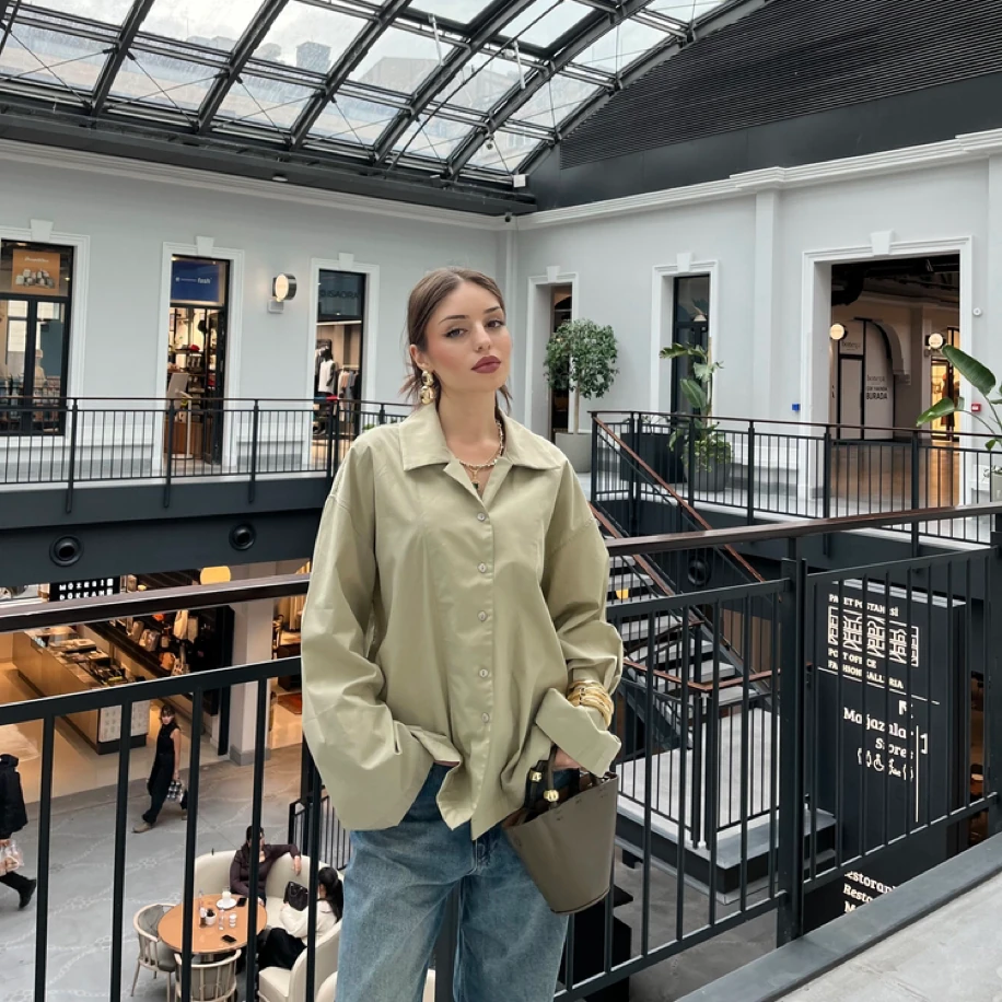 Oversize Yeşil Gömlek