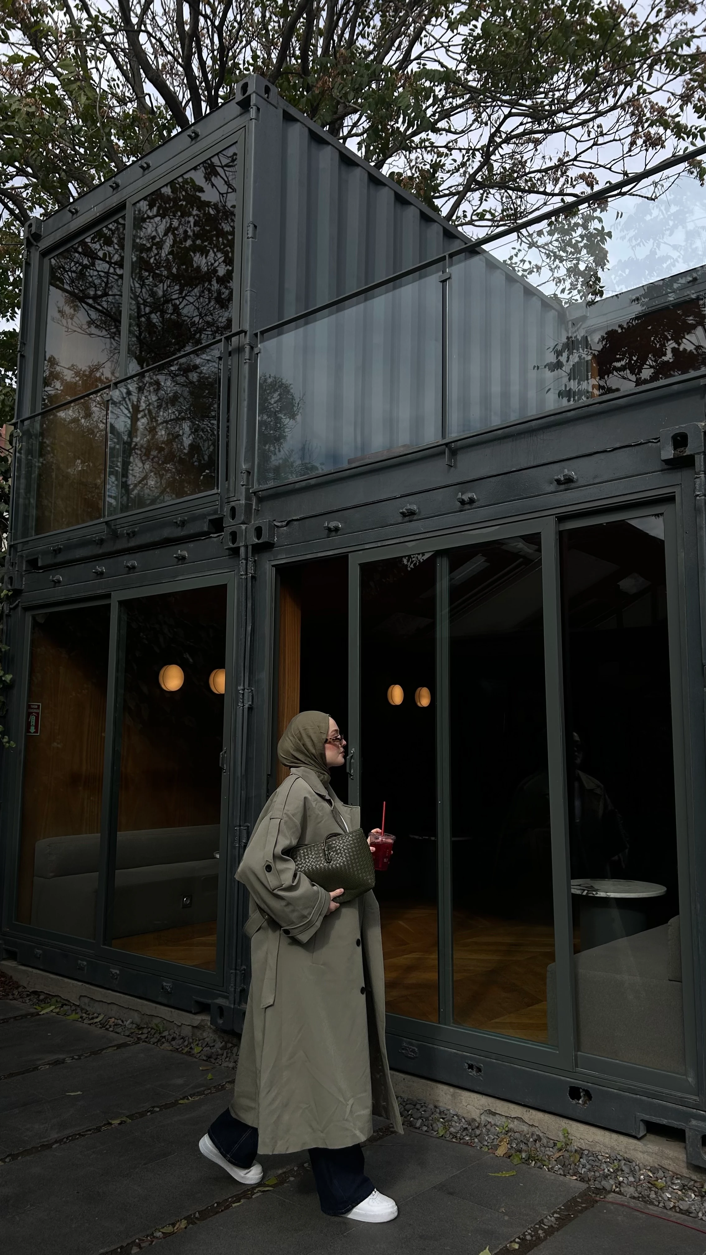 Oversize Uzun Kuşaklı Trençkot-Haki