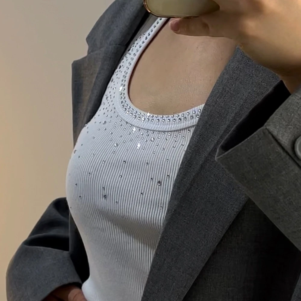 Dağınık Taşlı Atlet - Beyaz