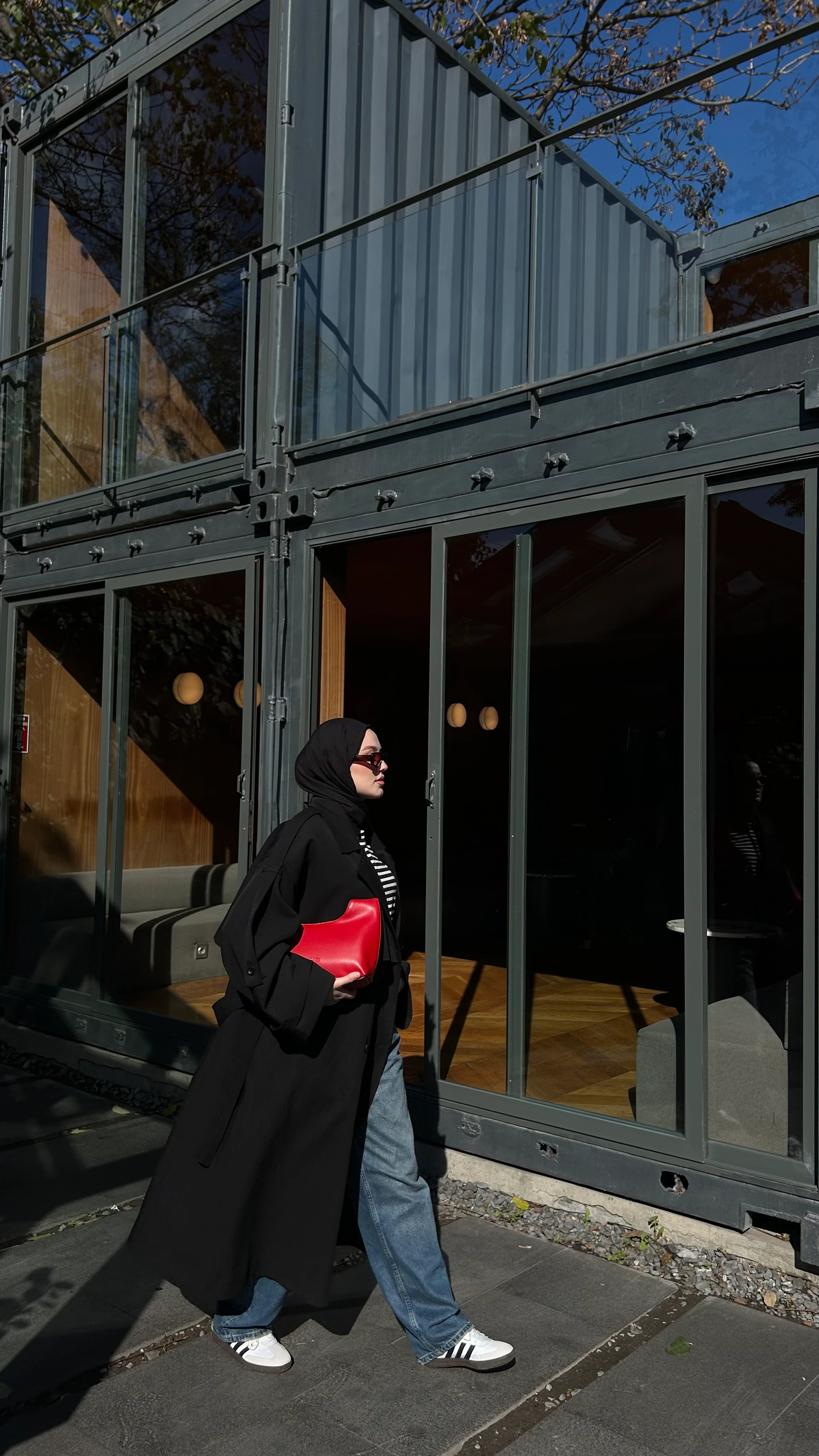 Oversize Uzun Kuşaklı Trençkot-Siyah