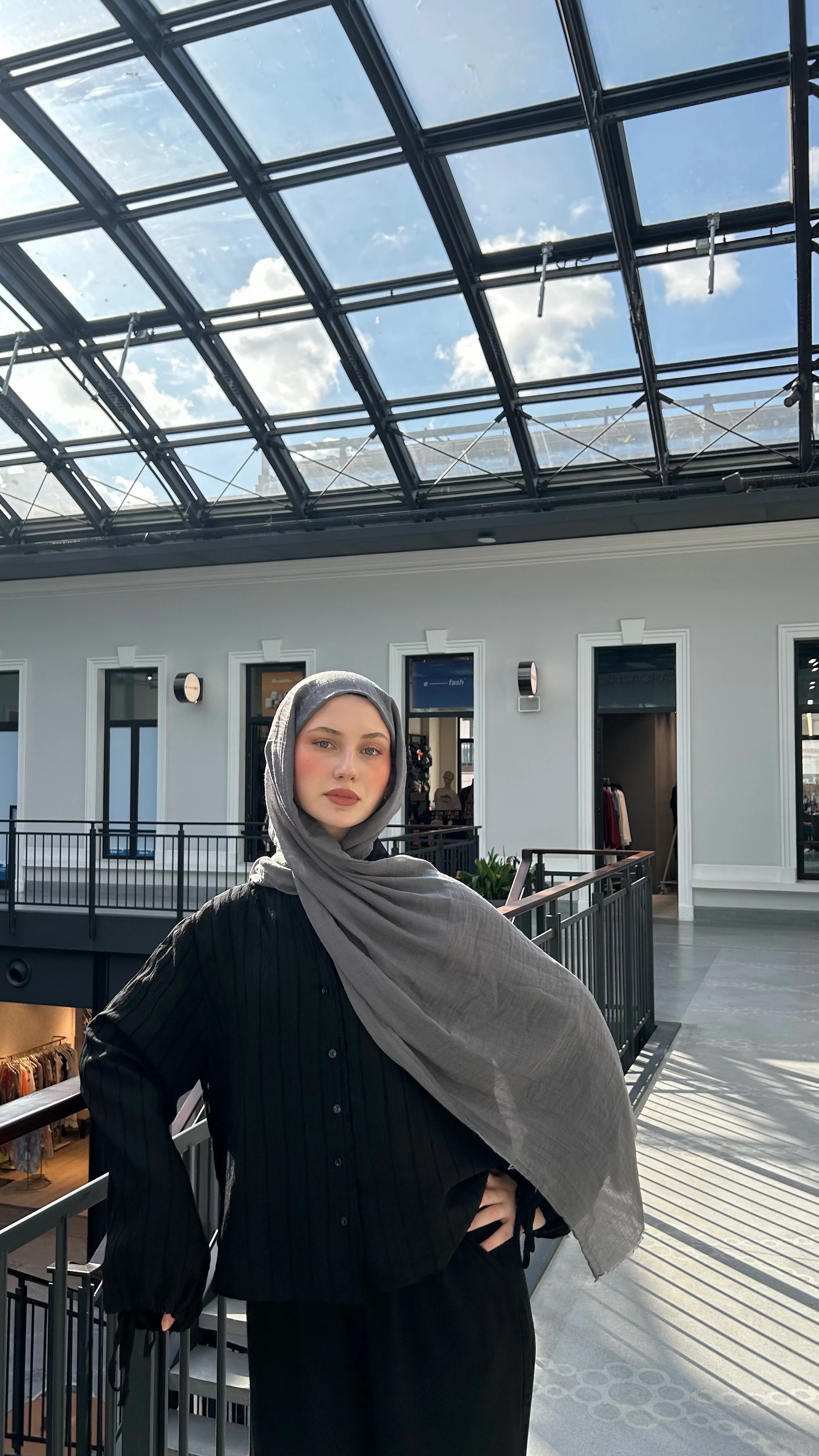 Dubai Pamuk Şal-Koyu Gri