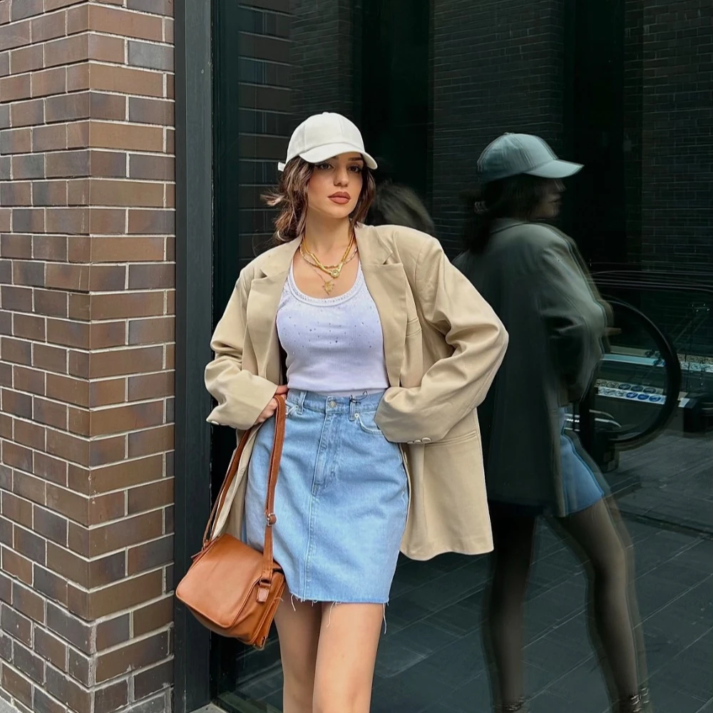 Oversize Blazer Ceket - Bej