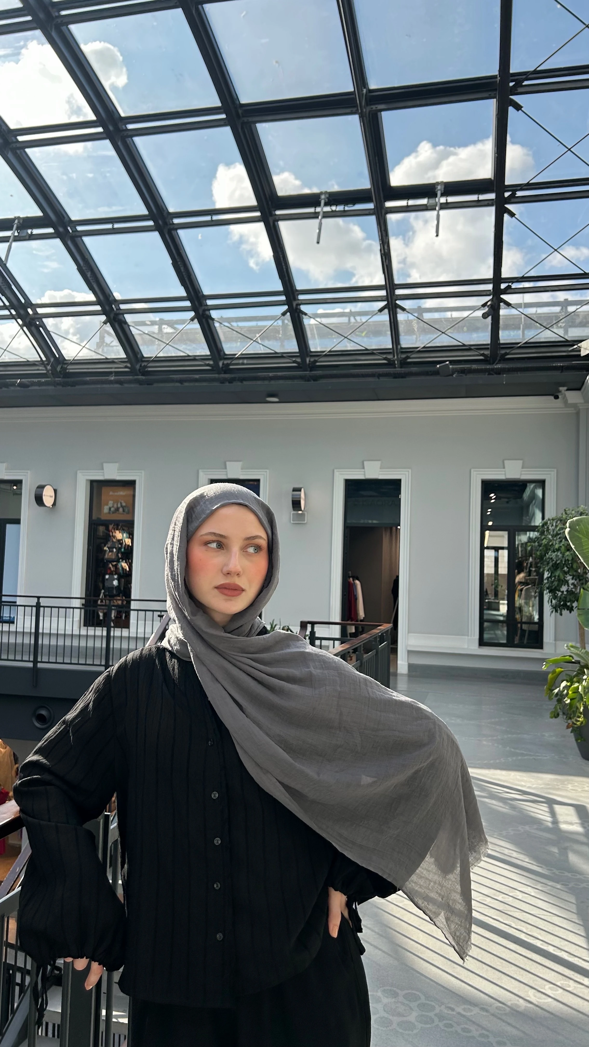 Dubai Pamuk Şal-Koyu Gri