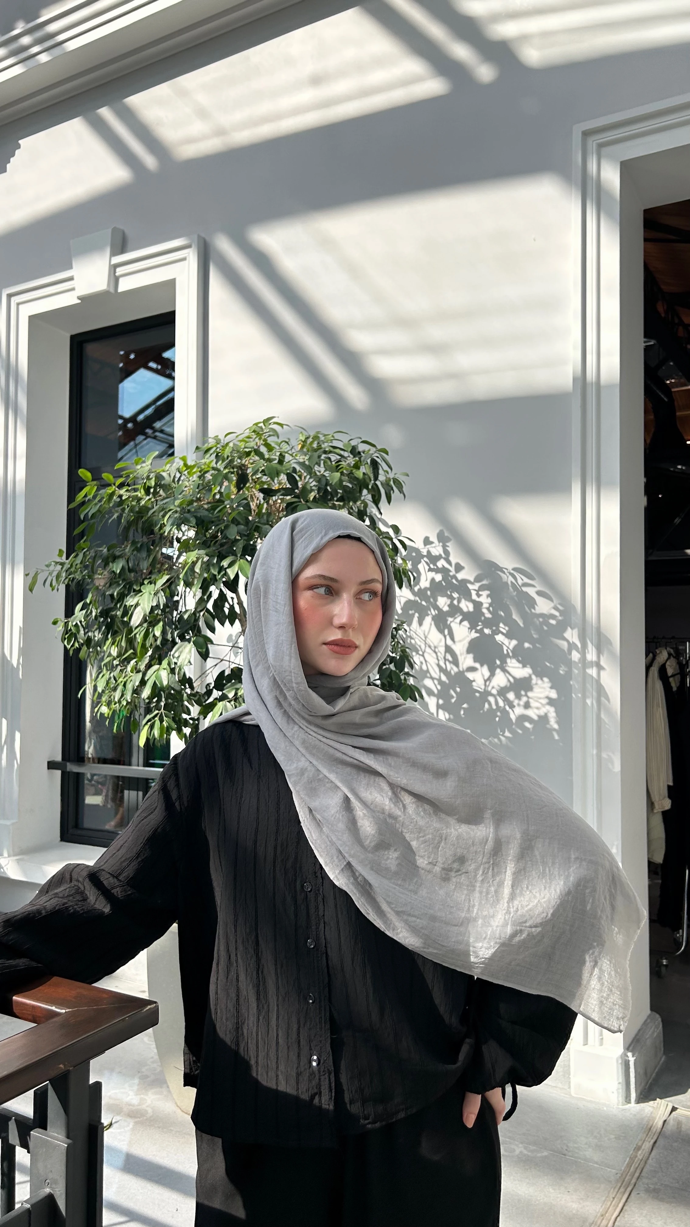 Dubai Pamuk Şal-Açık Gri