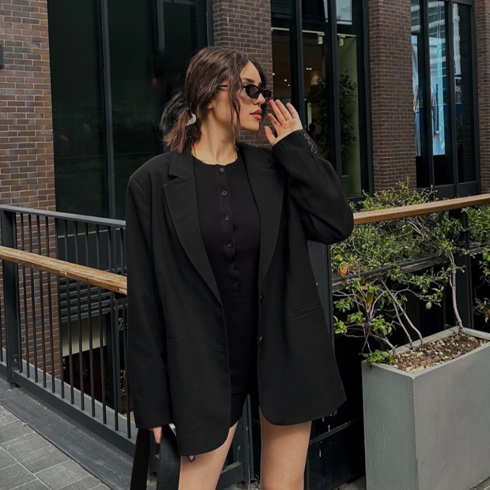 Oversize Blazer Ceket - Siyah
