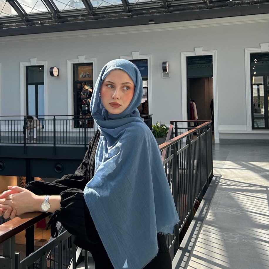 Dubai Pamuk Şal- İndigo Mavisi