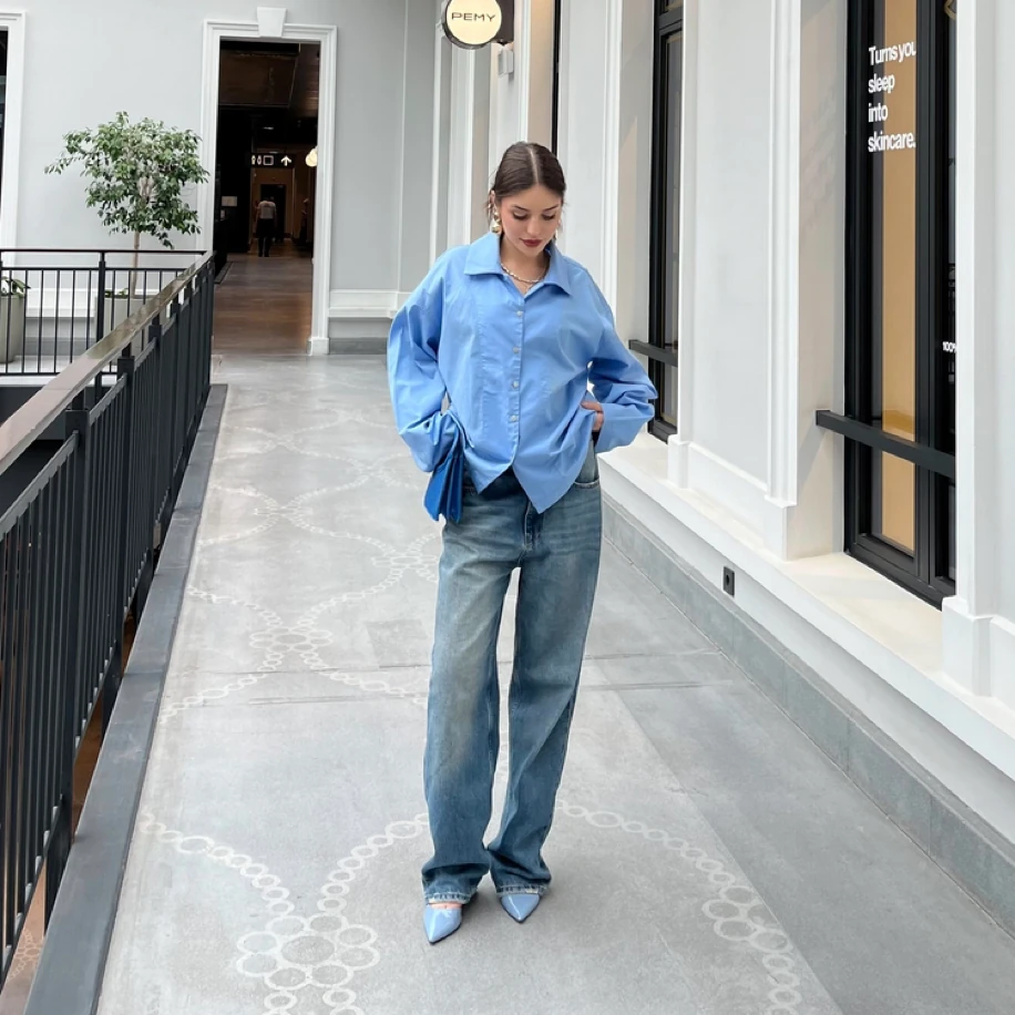 Oversize Mavi Gömlek