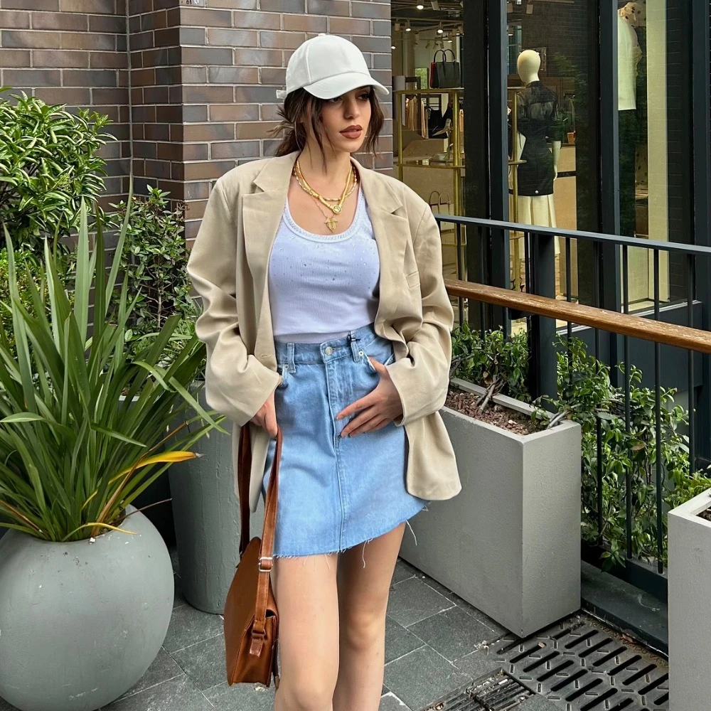 Kısa Denim Etek Light Blue