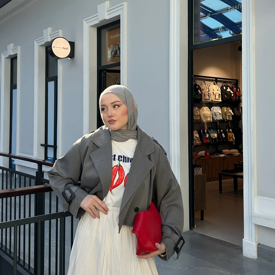 Koyu Gri Kısa Trençkot