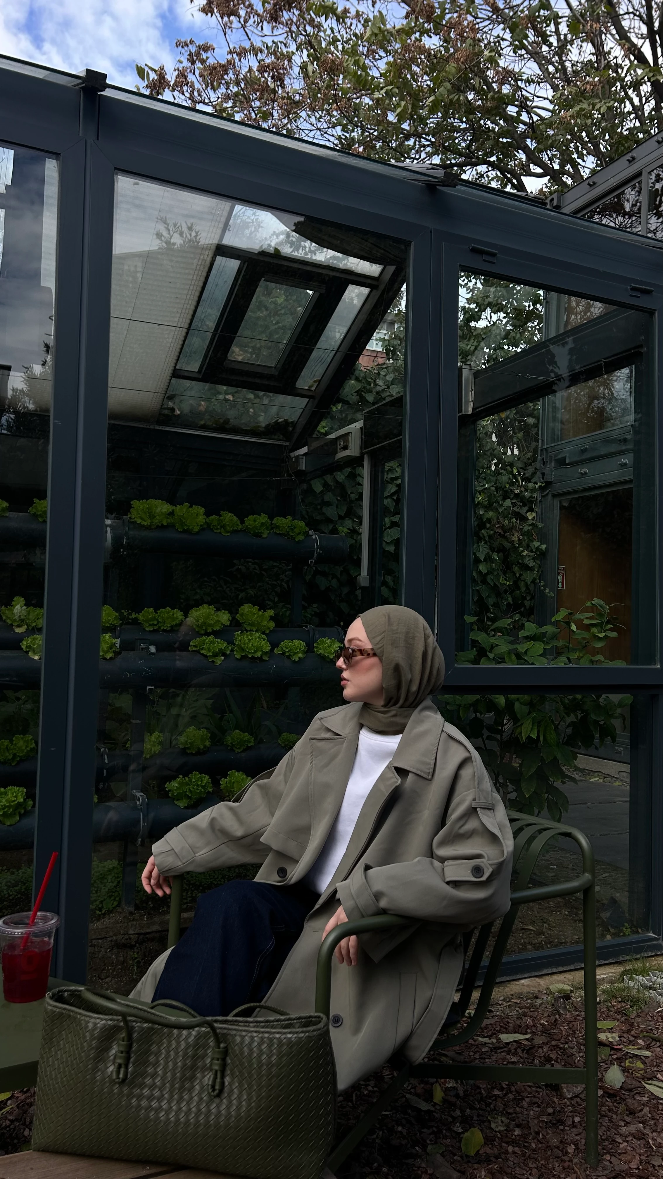 Oversize Uzun Kuşaklı Trençkot-Haki