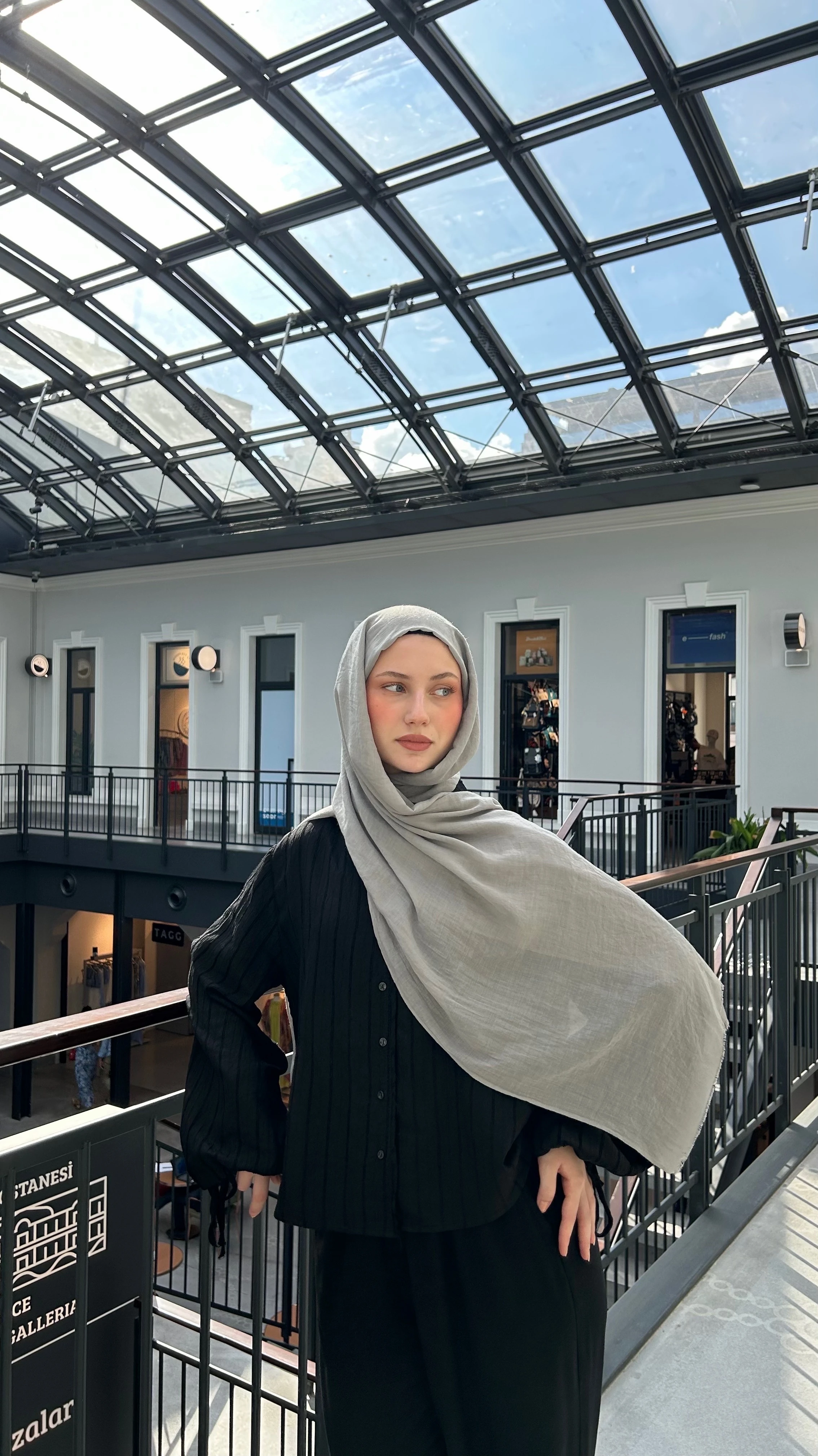 Dubai Pamuk Şal-Açık Gri