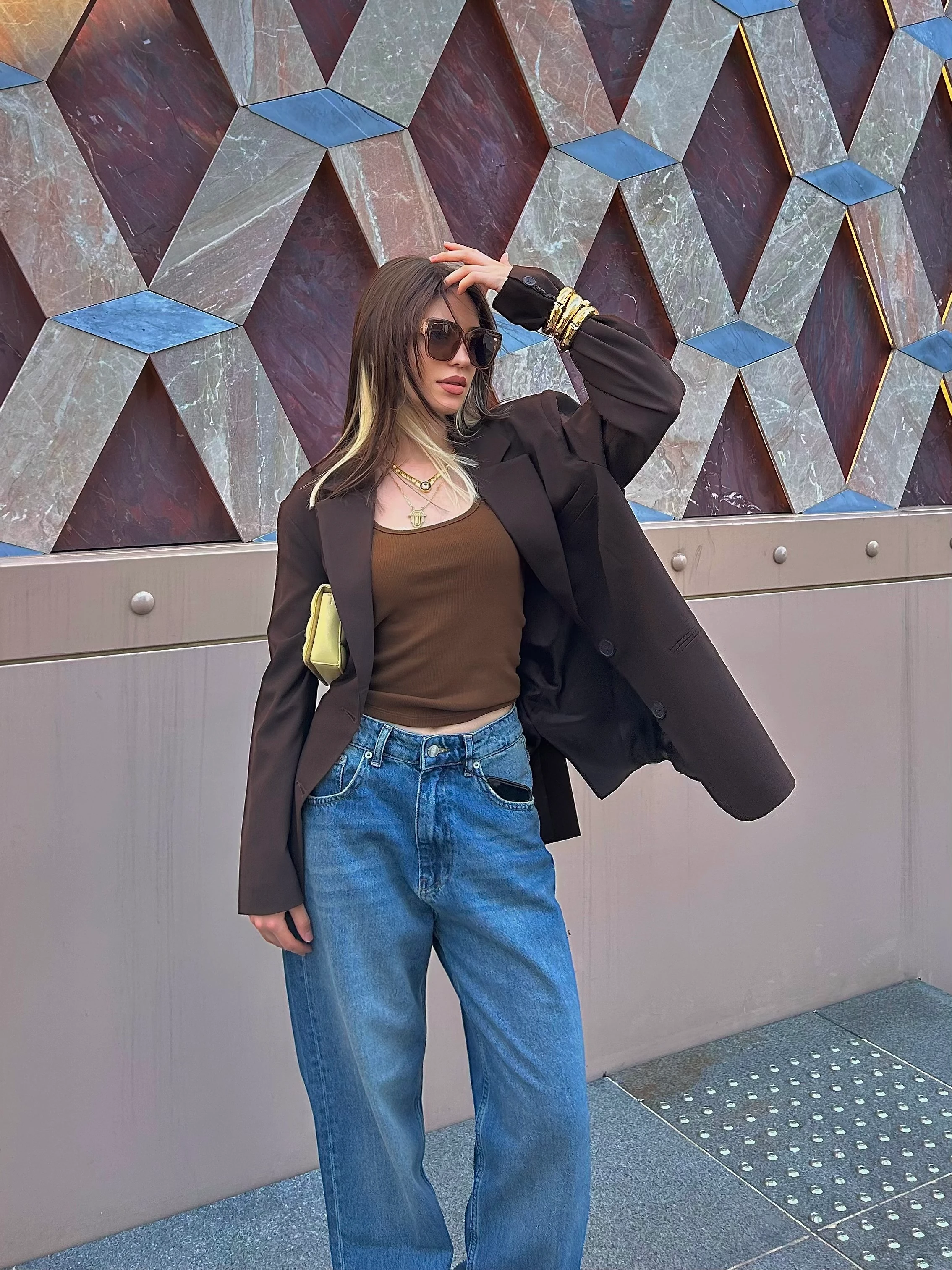 Oversize Blazer Ceket - Kahverengi