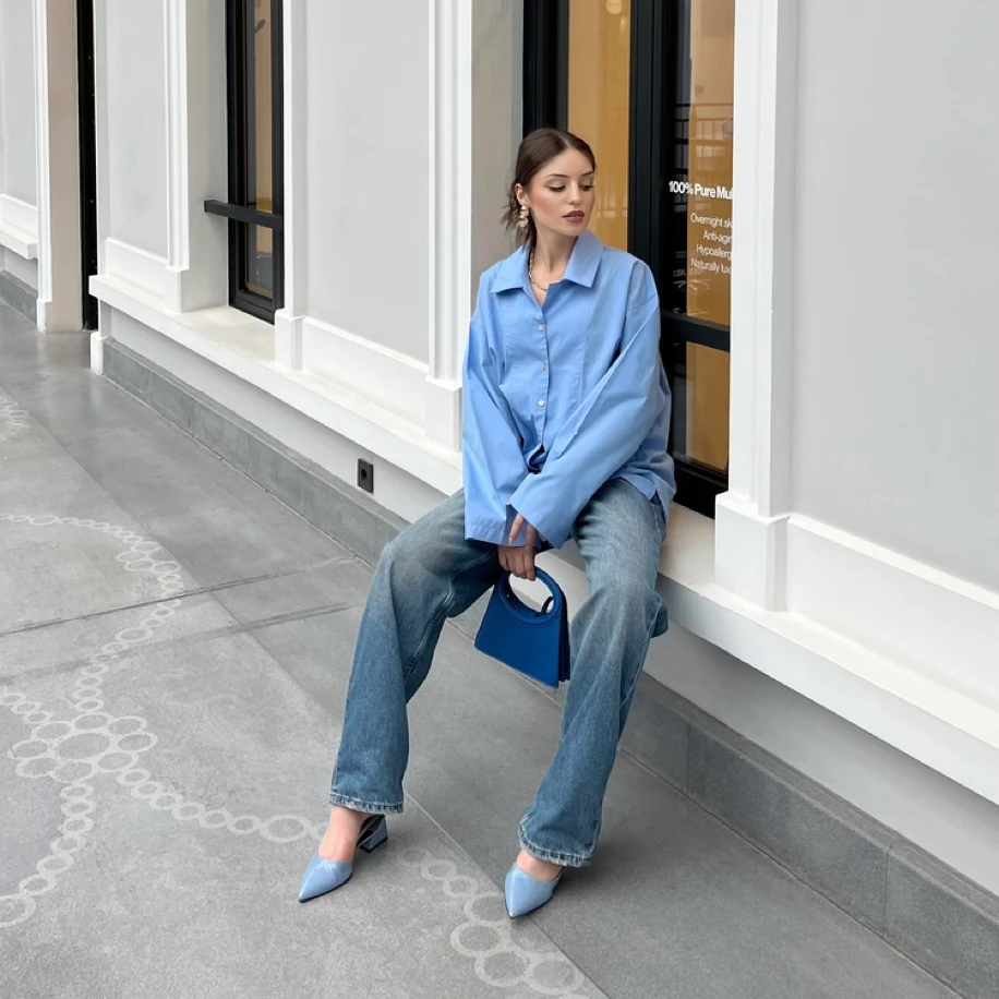 Oversize Mavi Gömlek