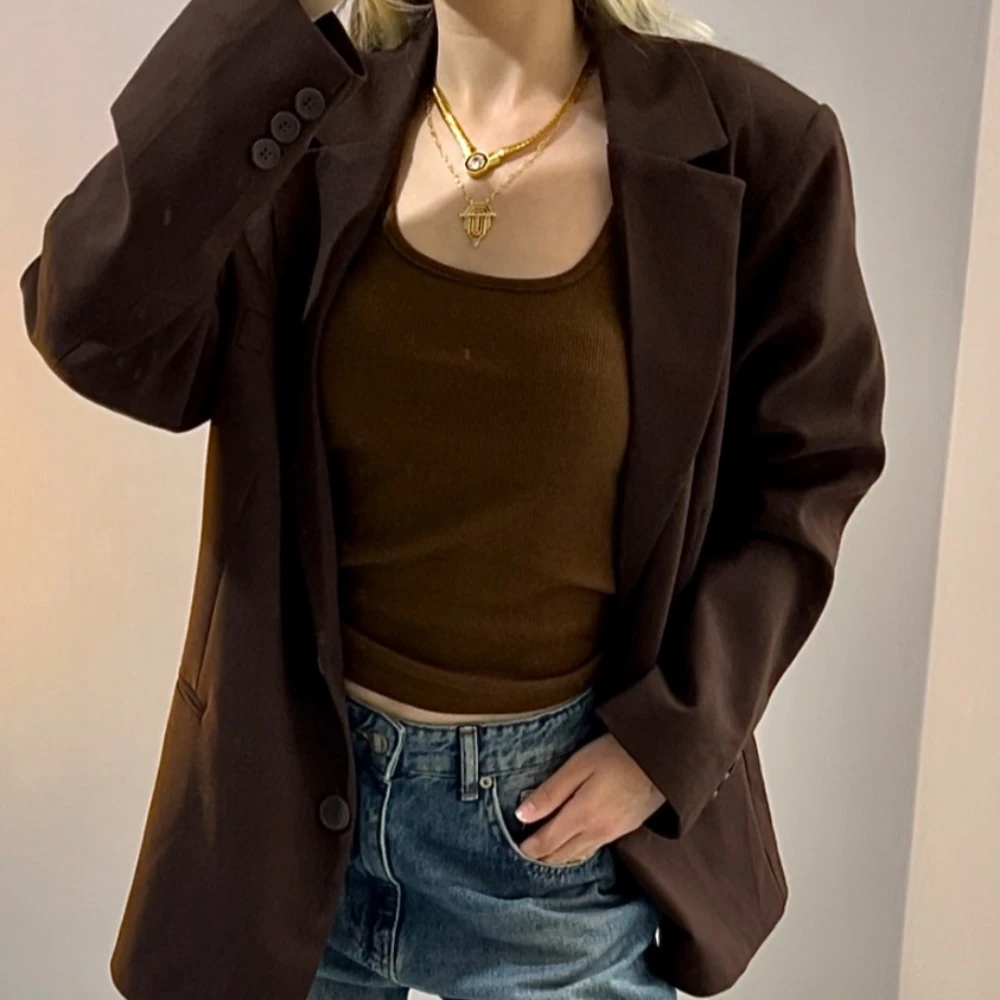 İnce Askılı Biyeli Atlet - Kahverengi