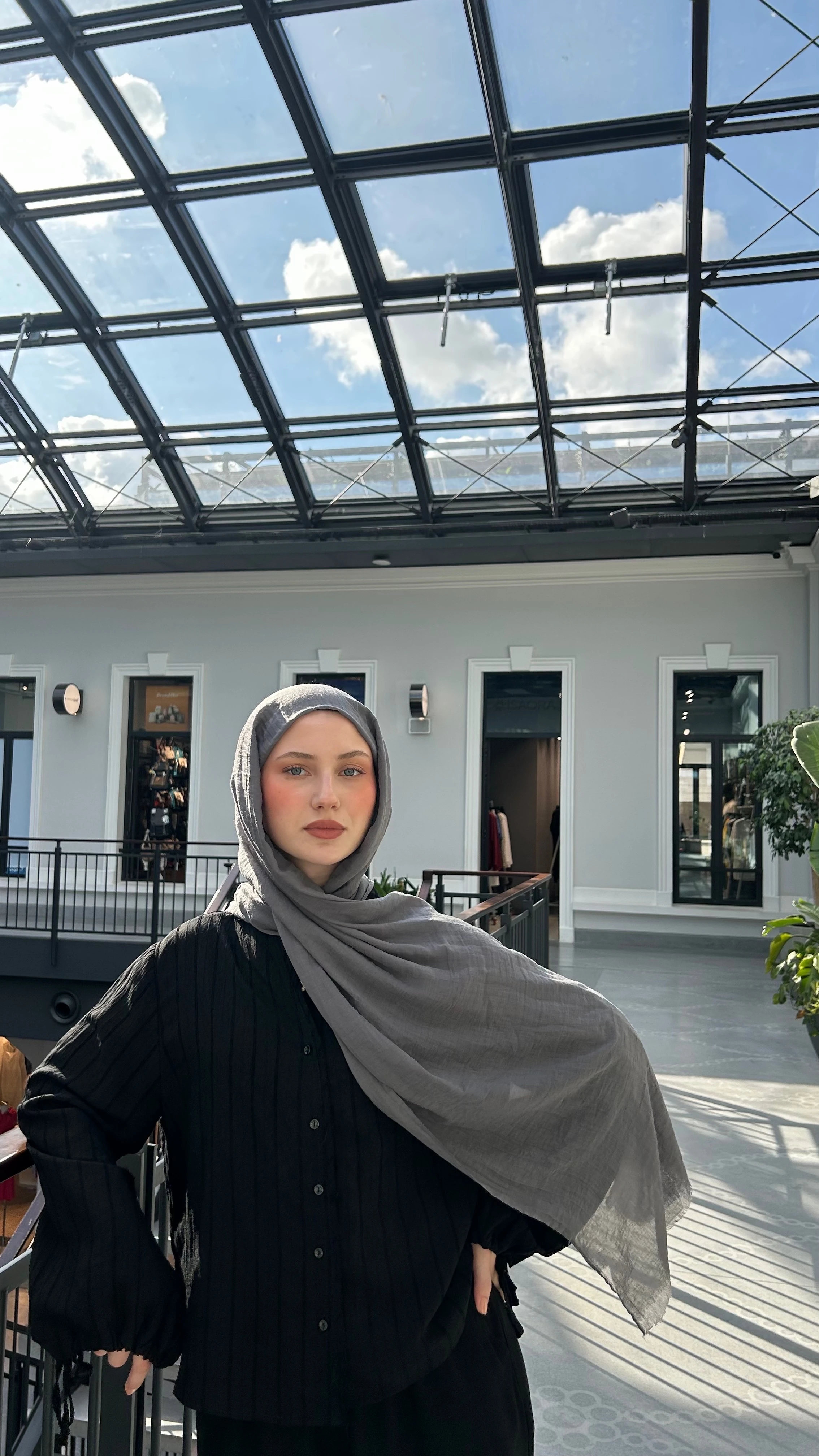 Dubai Pamuk Şal-Koyu Gri