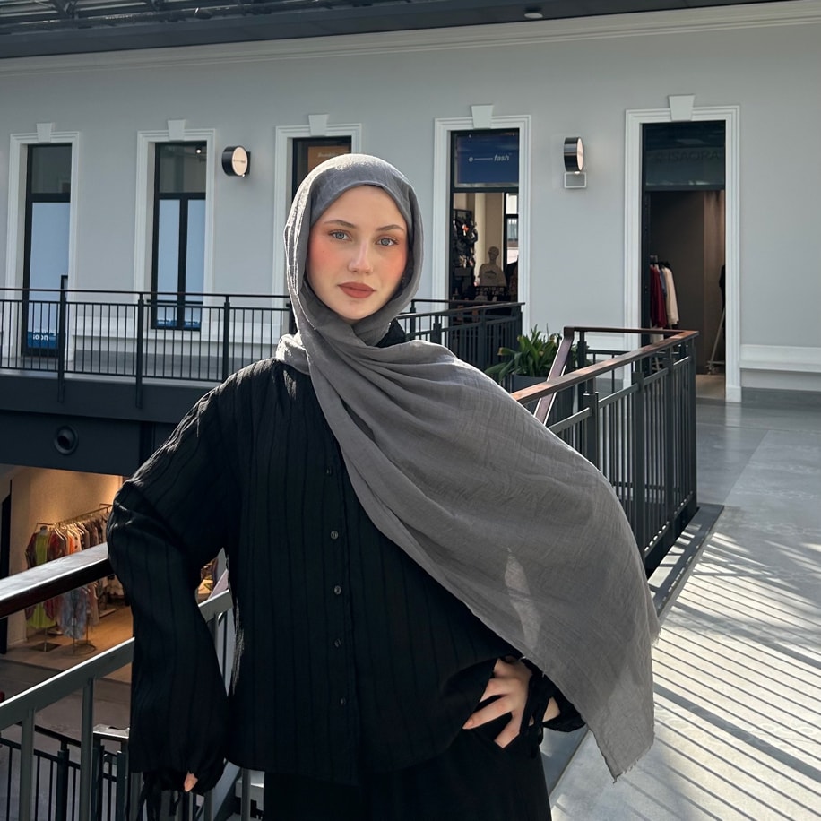 Dubai Pamuk Şal- Koyu Gri